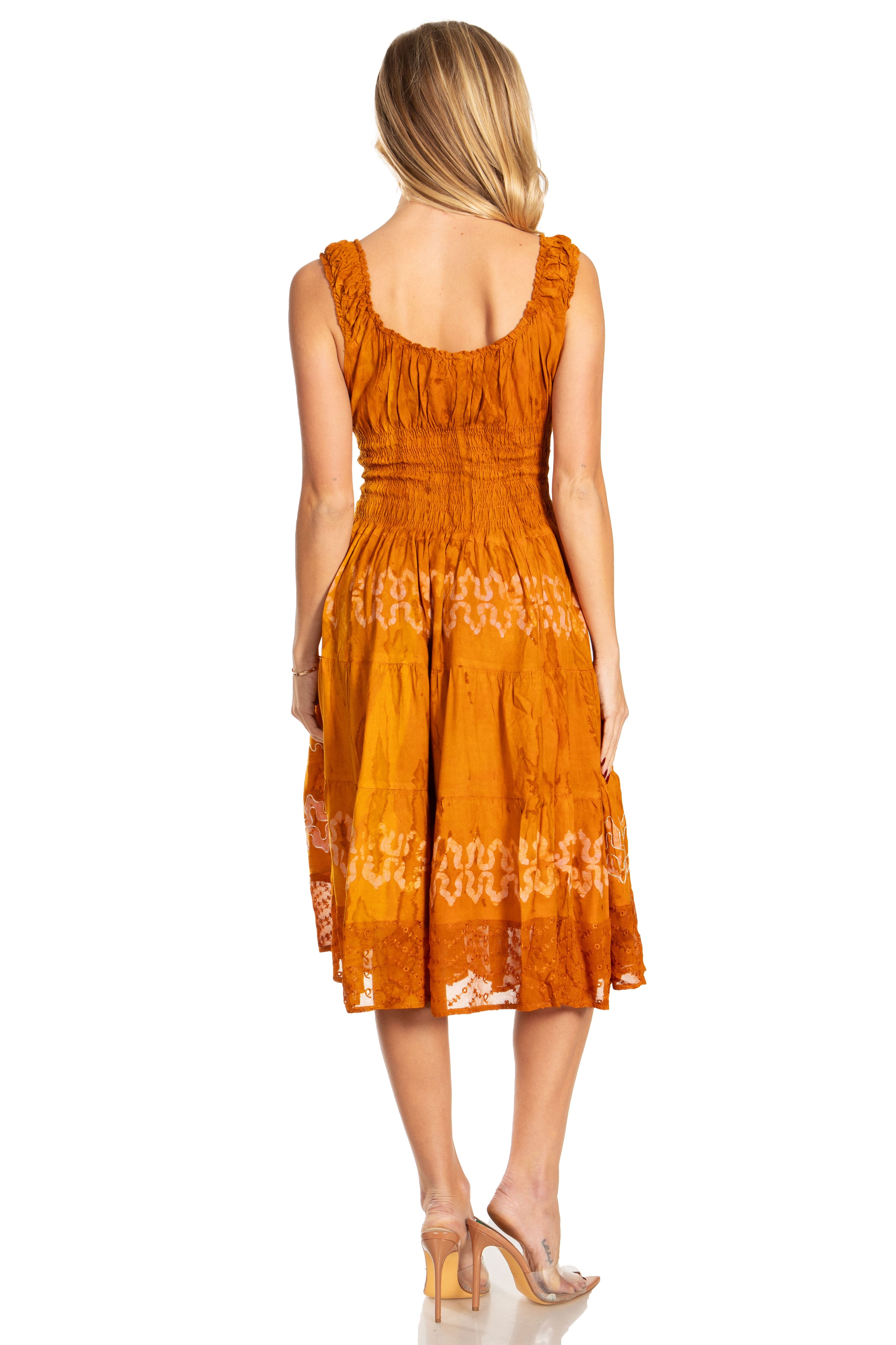 Sakkas - Alba Off The Shoulder Smock Ruffle Midi Dress
