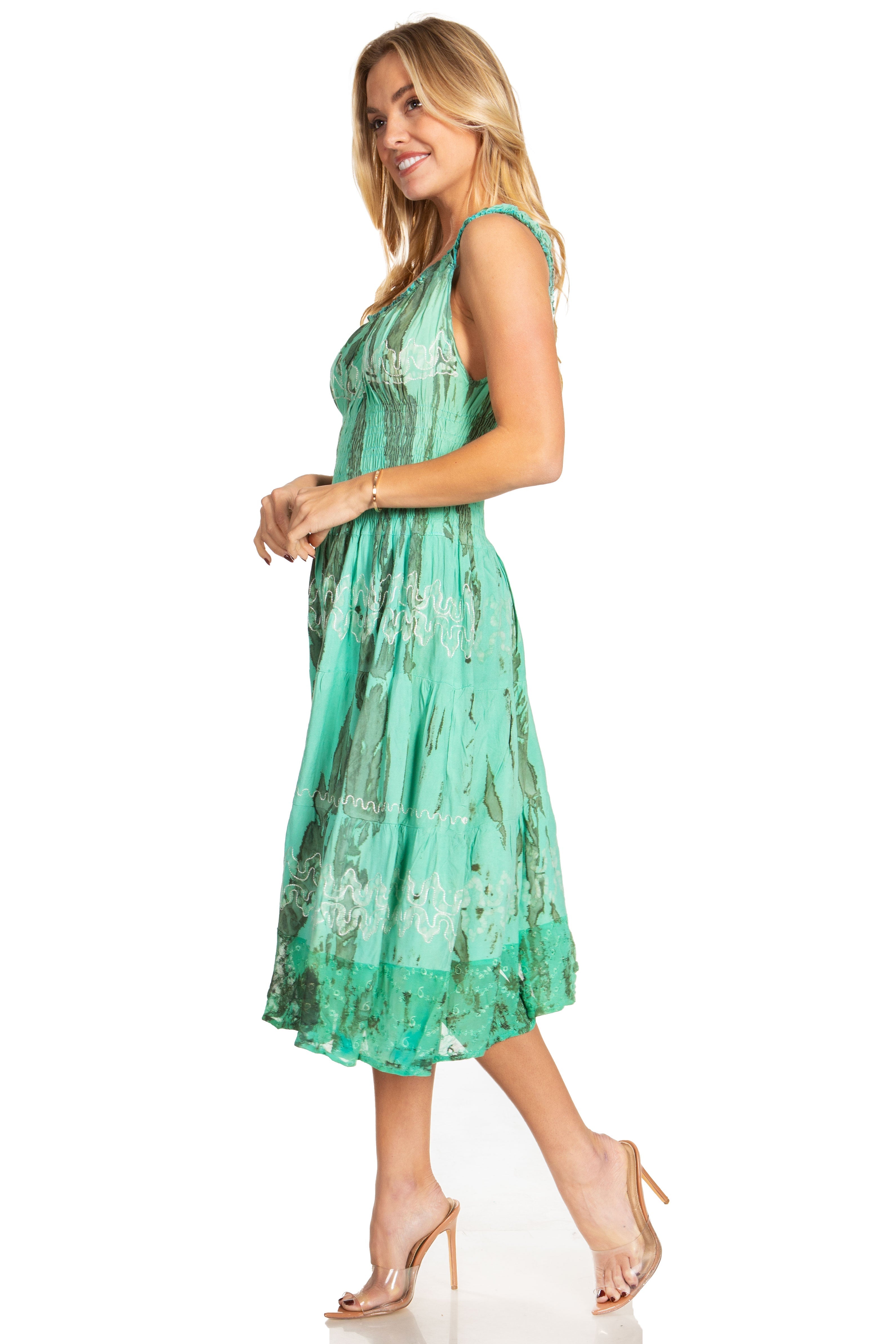 Sakkas - Alba Off The Shoulder Smock Ruffle Midi Dress