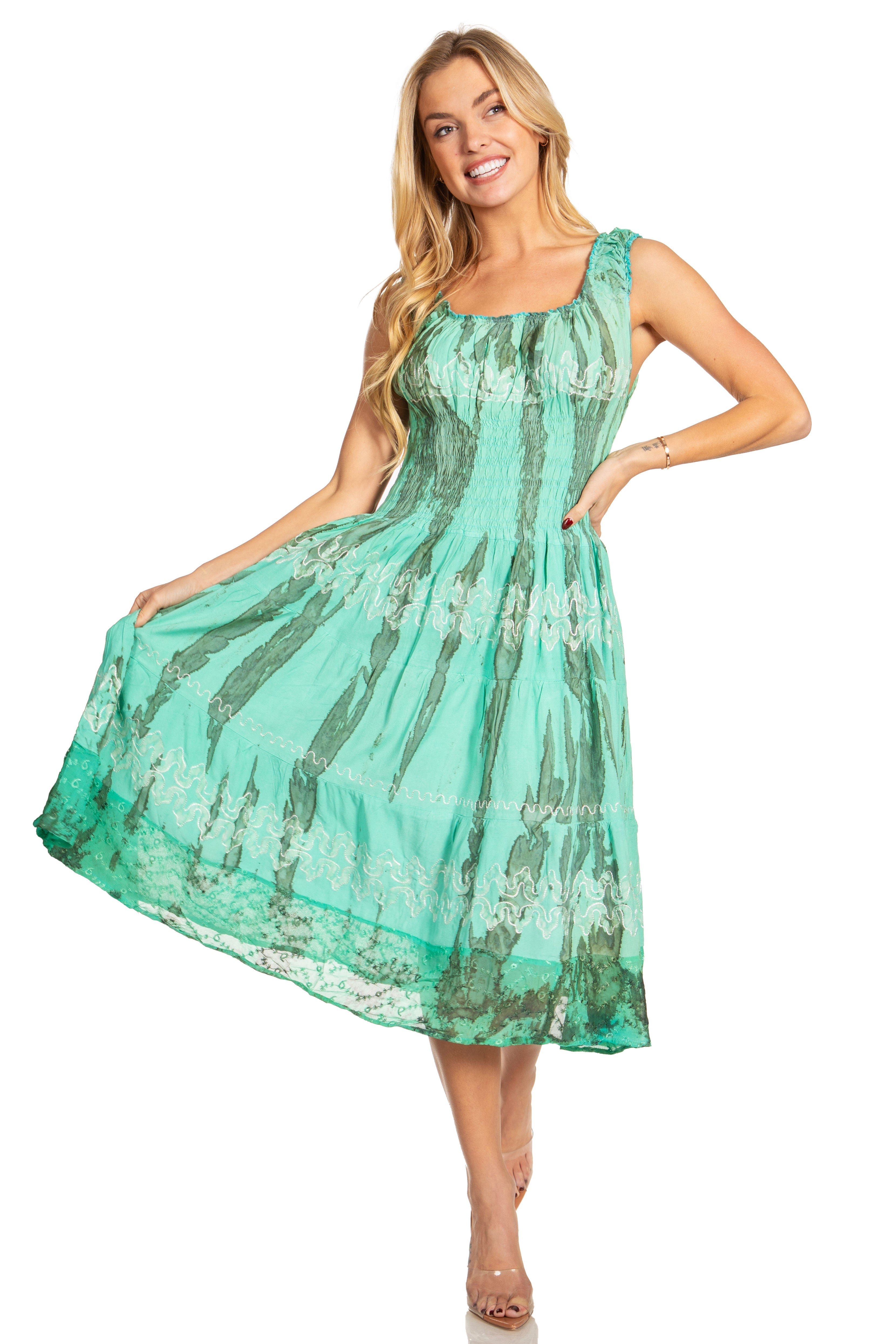 Sakkas - Alba Off The Shoulder Smock Ruffle Midi Dress