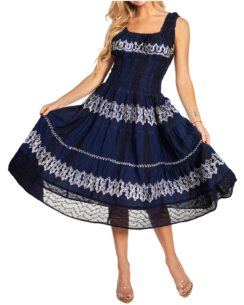 Sakkas - Alba Off The Shoulder Smock Ruffle Midi Dress