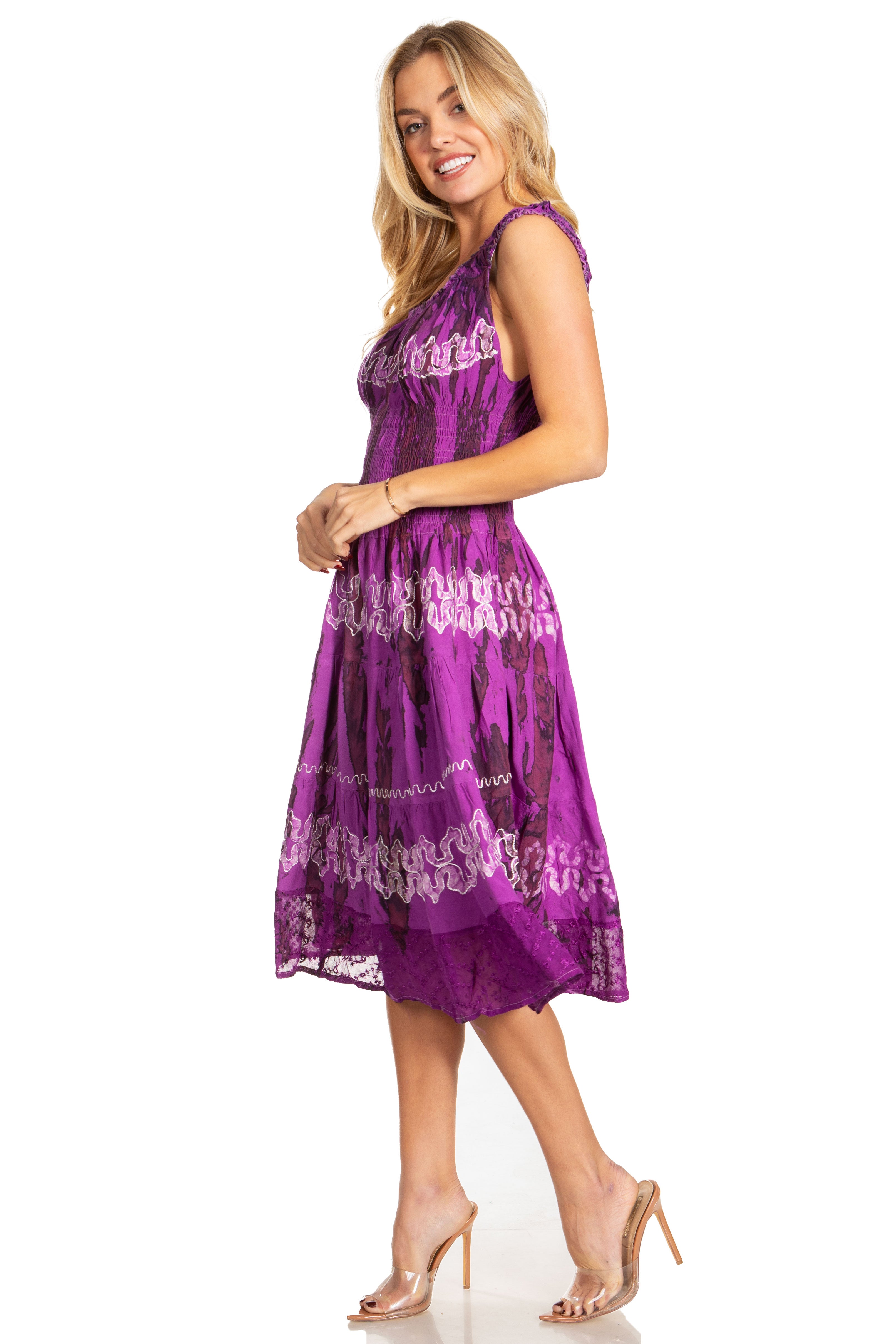 Sakkas - Alba Off The Shoulder Smock Ruffle Midi Dress