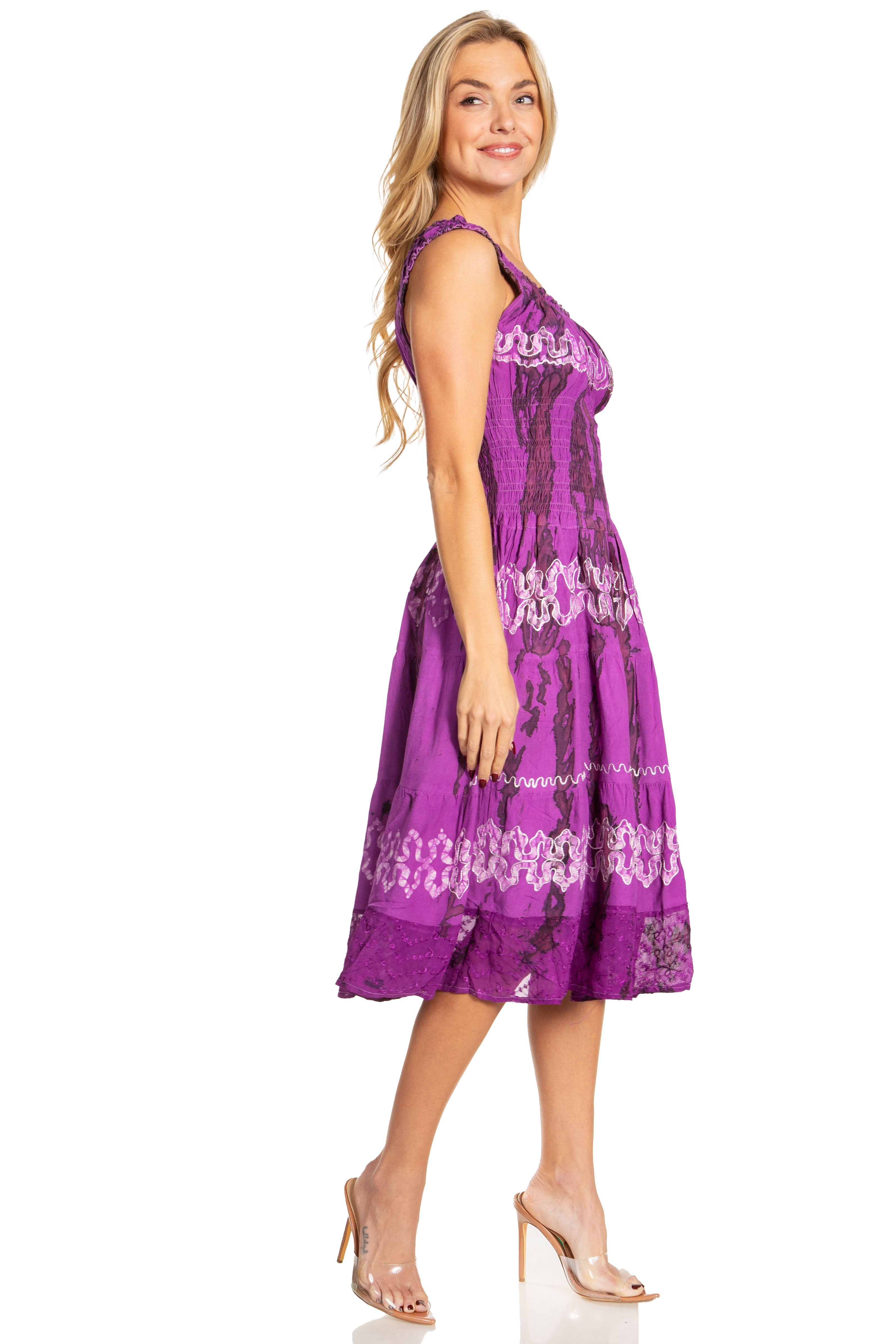 Sakkas - Alba Off The Shoulder Smock Ruffle Midi Dress