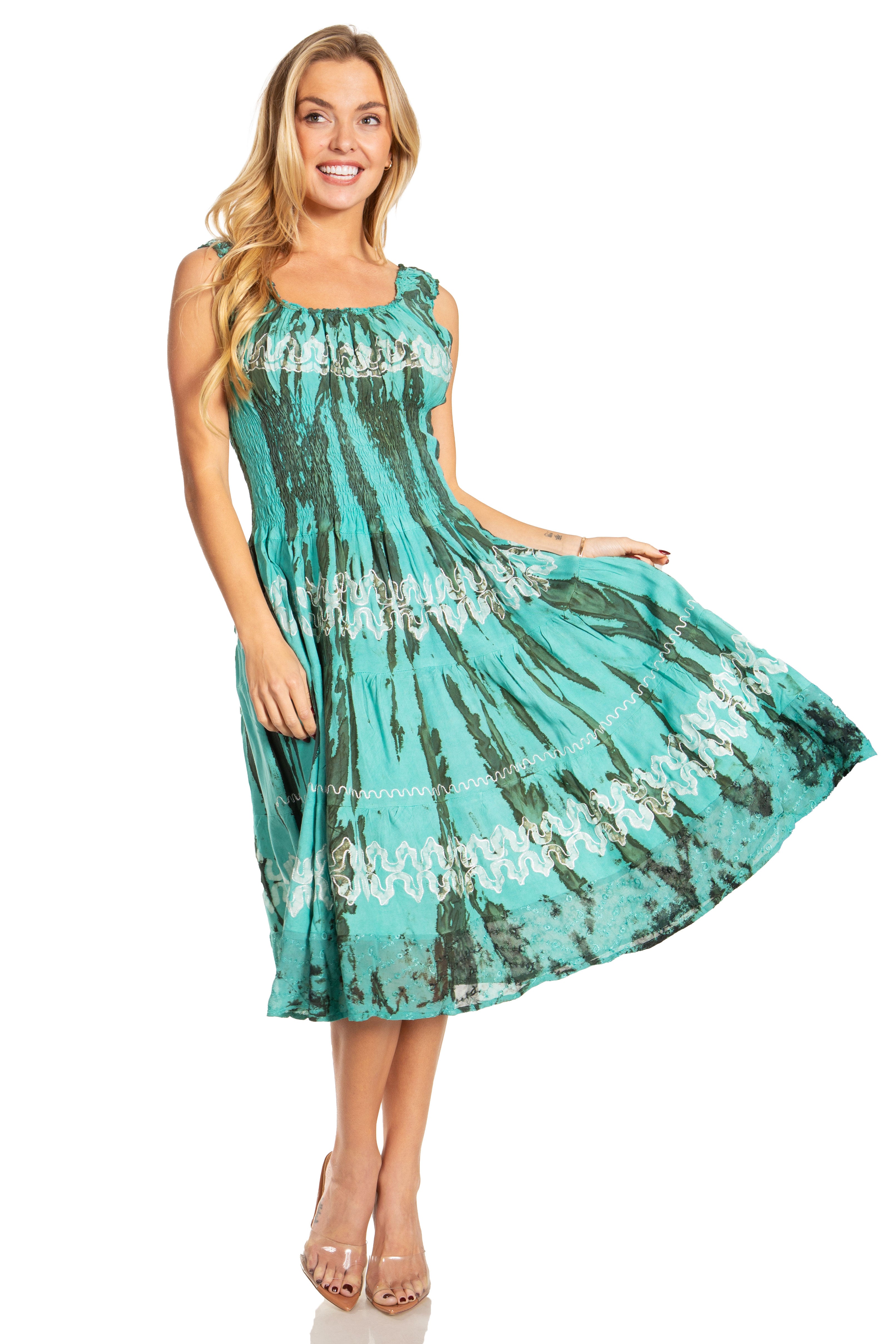 Sakkas - Alba Off The Shoulder Smock Ruffle Midi Dress