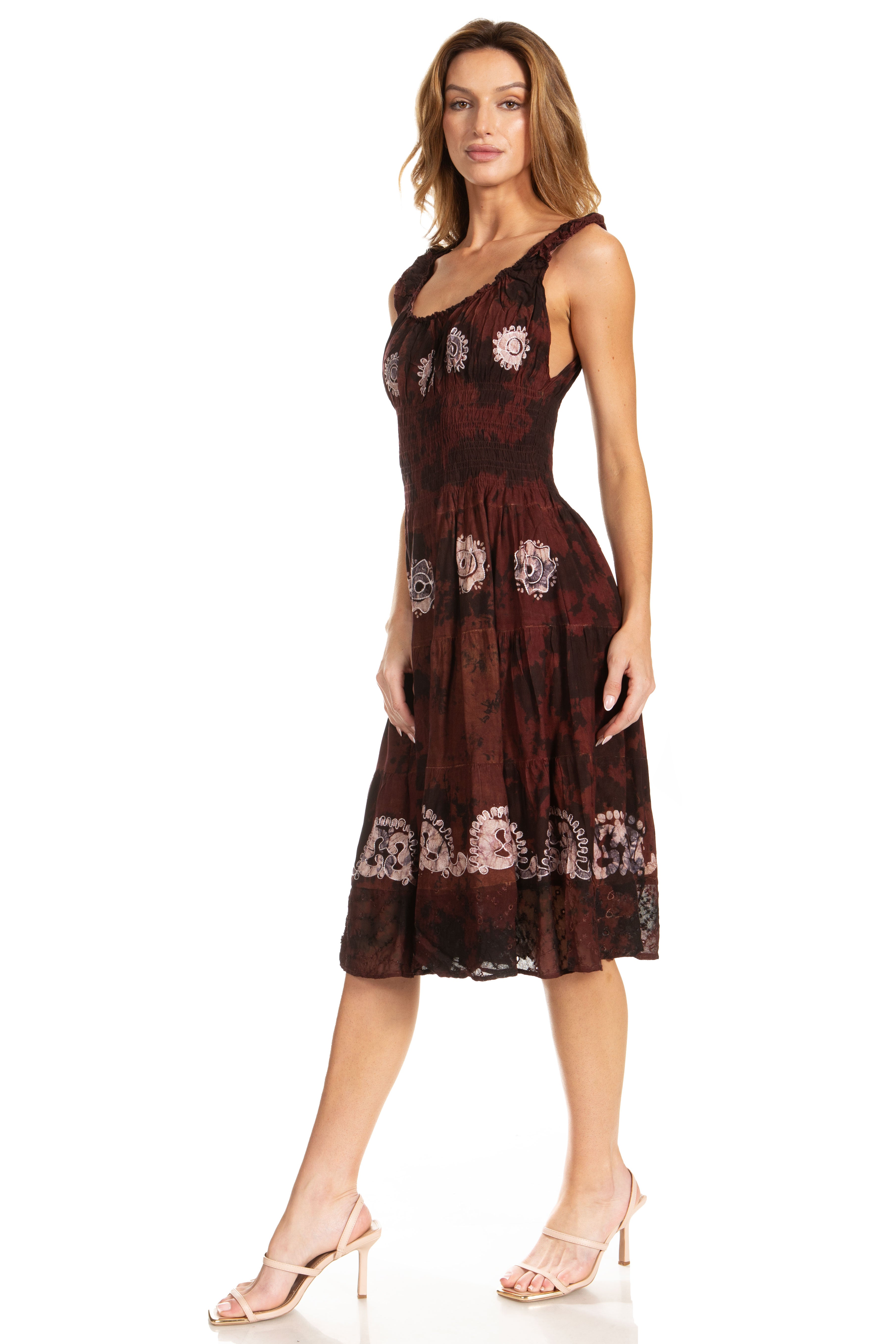 Sakkas - Alba Off The Shoulder Smock Ruffle Midi Dress