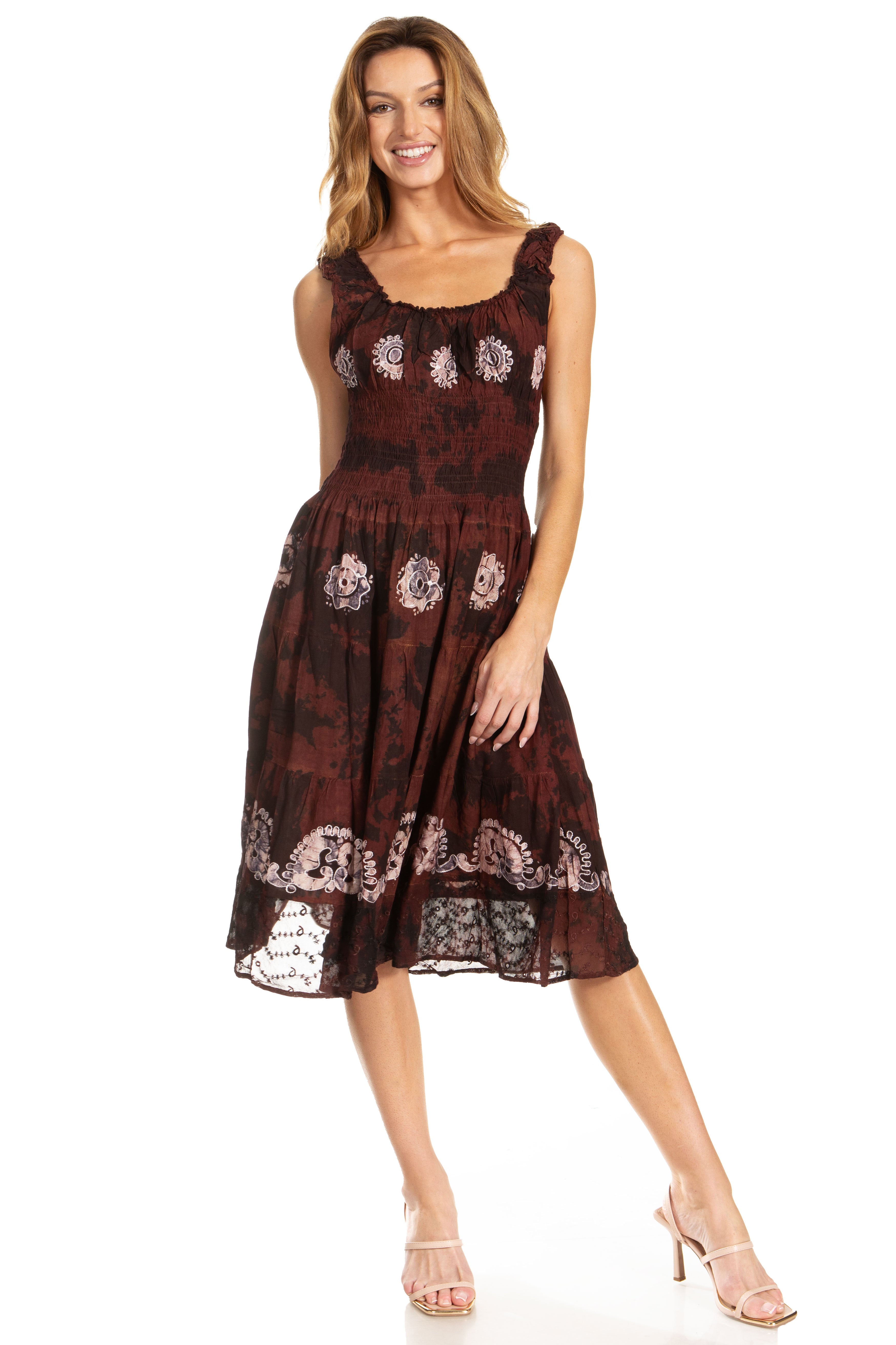 Sakkas - Alba Off The Shoulder Smock Ruffle Midi Dress