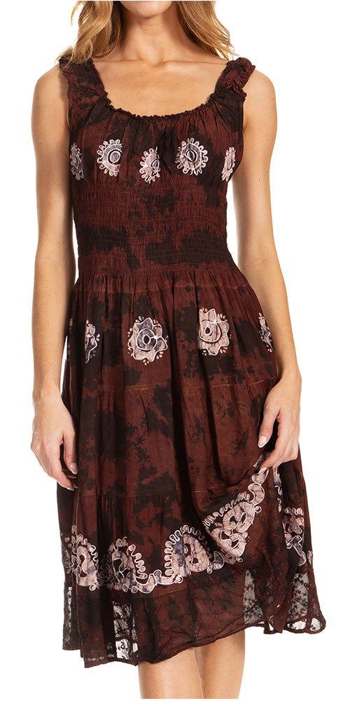 Sakkas - Alba Off The Shoulder Smock Ruffle Midi Dress