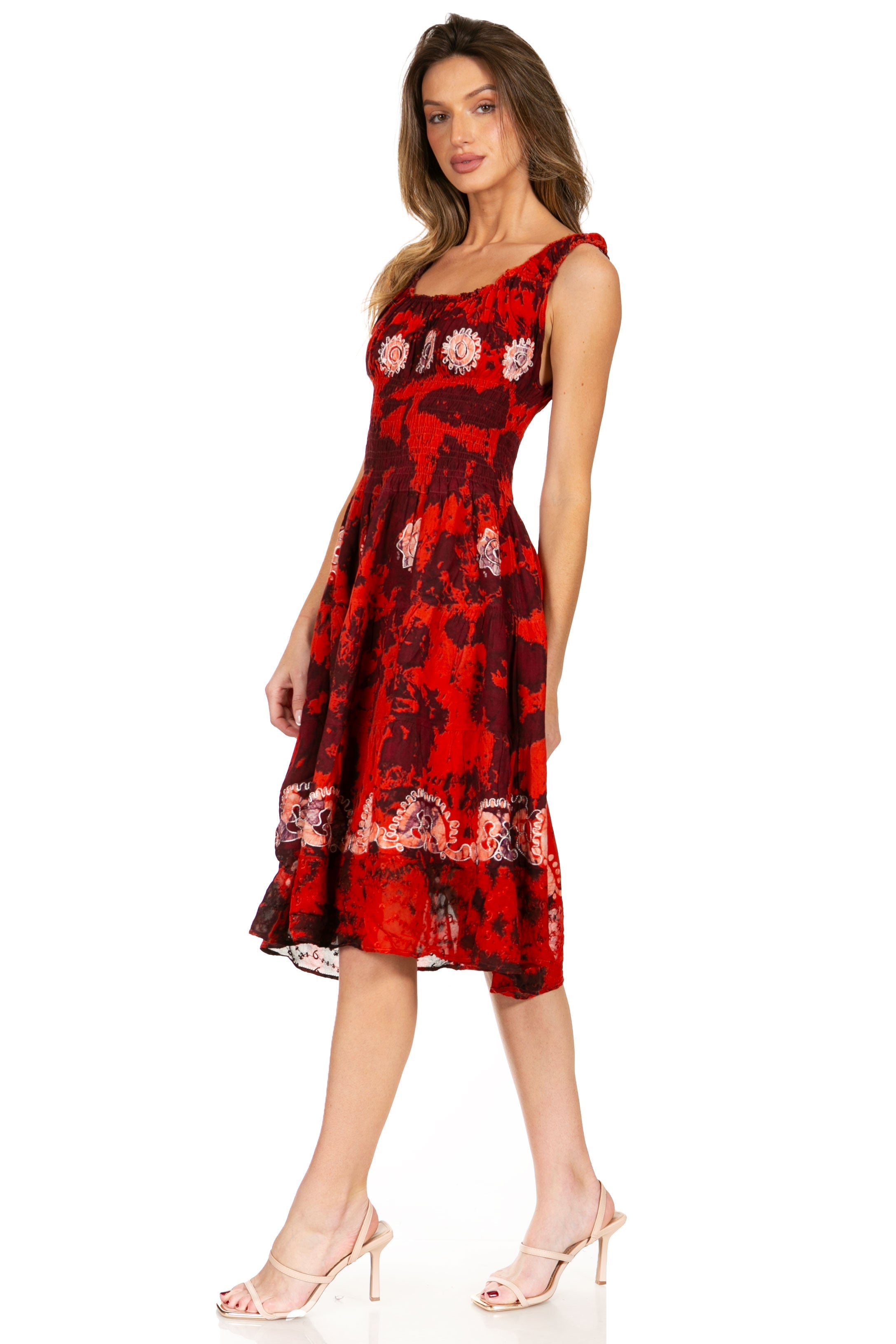 Sakkas - Alba Off The Shoulder Smock Ruffle Midi Dress