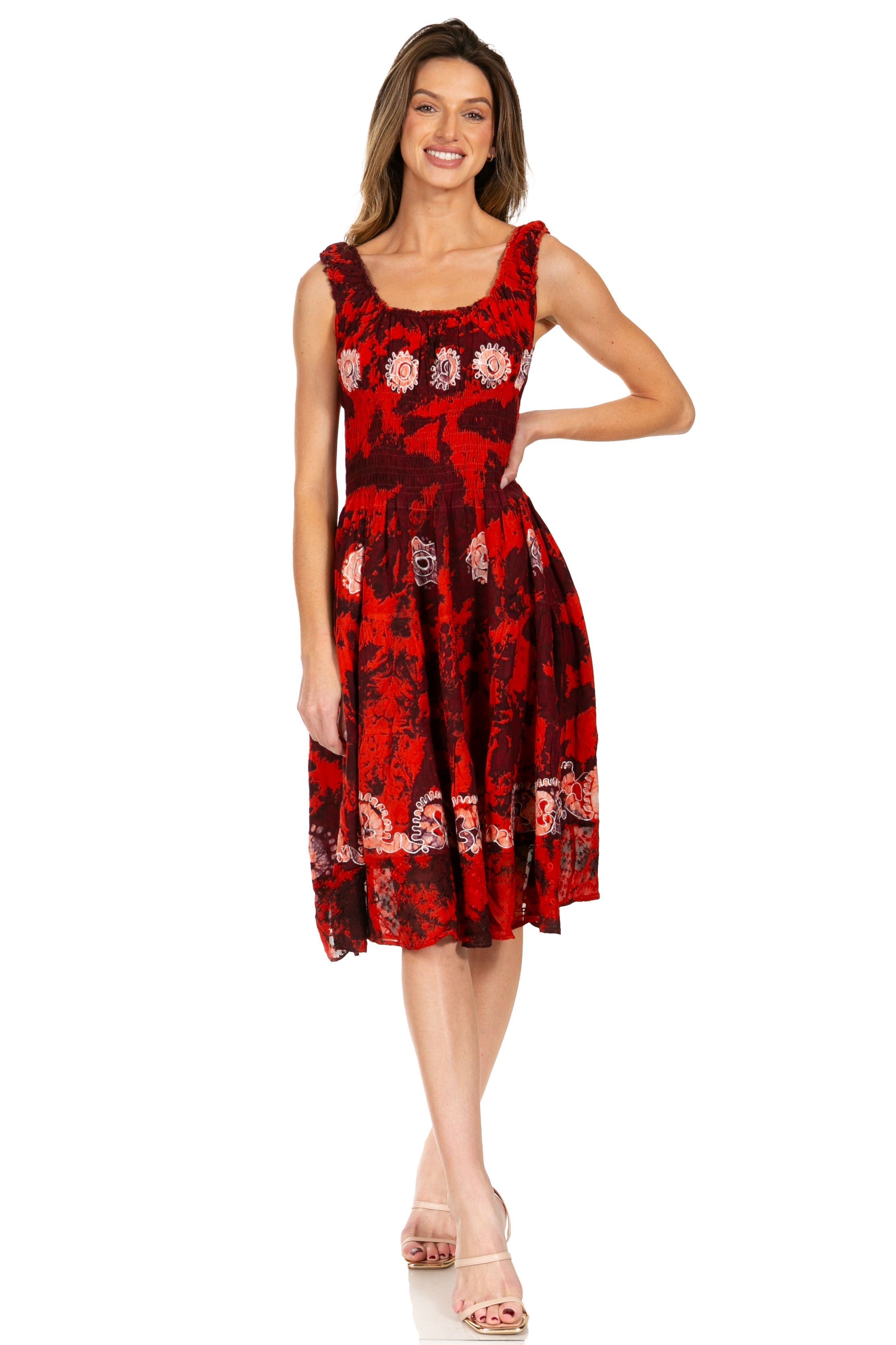 Sakkas - Alba Off The Shoulder Smock Ruffle Midi Dress