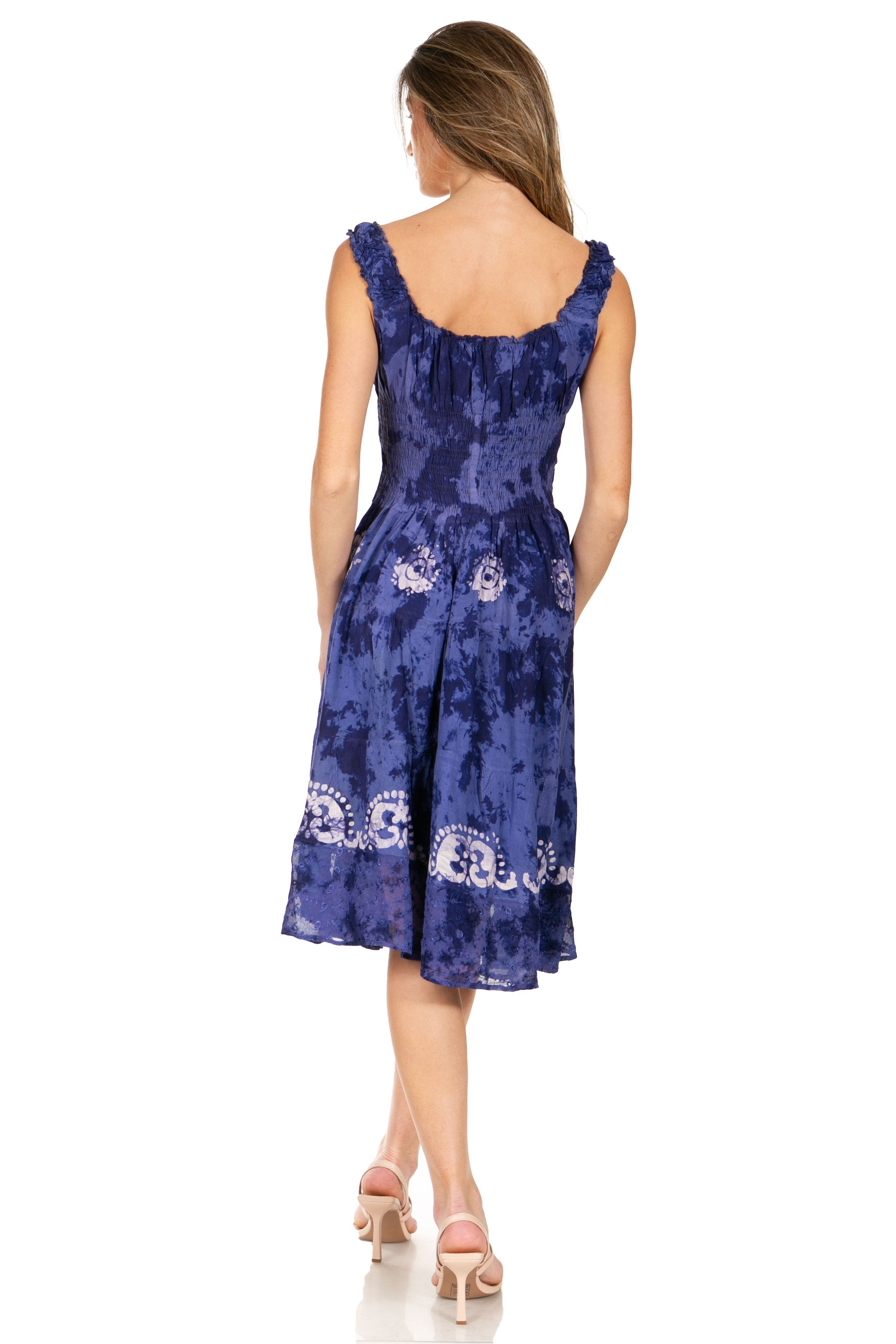 Sakkas - Alba Off The Shoulder Smock Ruffle Midi Dress