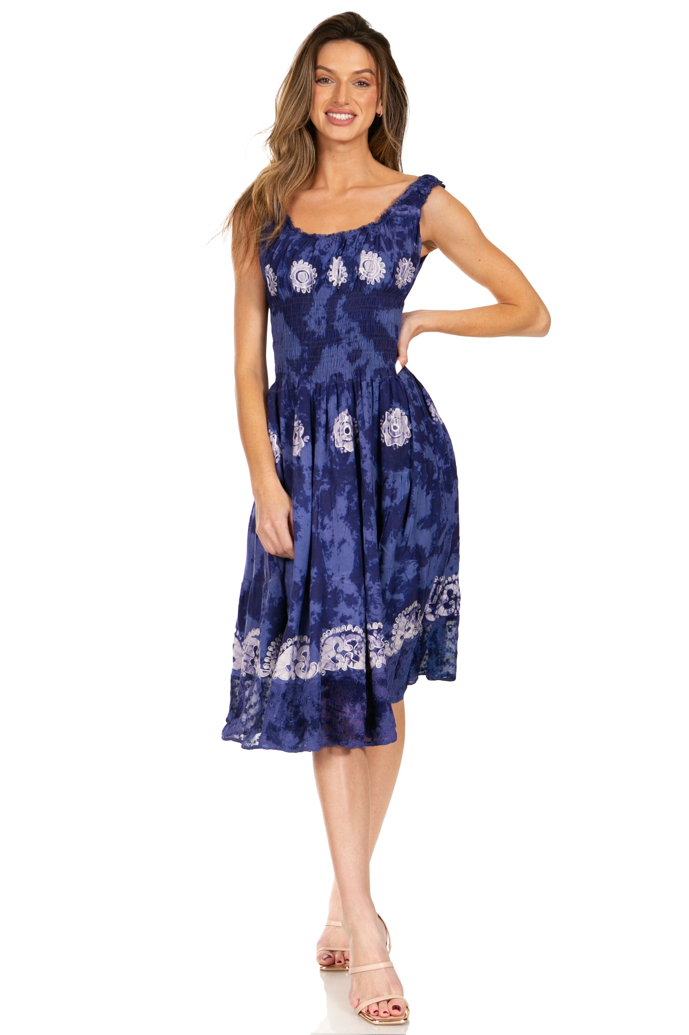 Sakkas - Alba Off The Shoulder Smock Ruffle Midi Dress