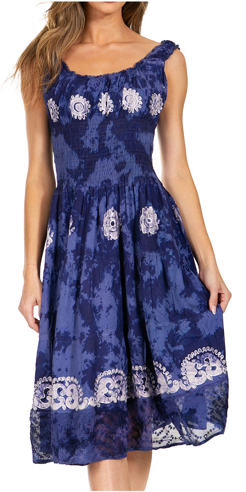 Sakkas - Alba Off The Shoulder Smock Ruffle Midi Dress