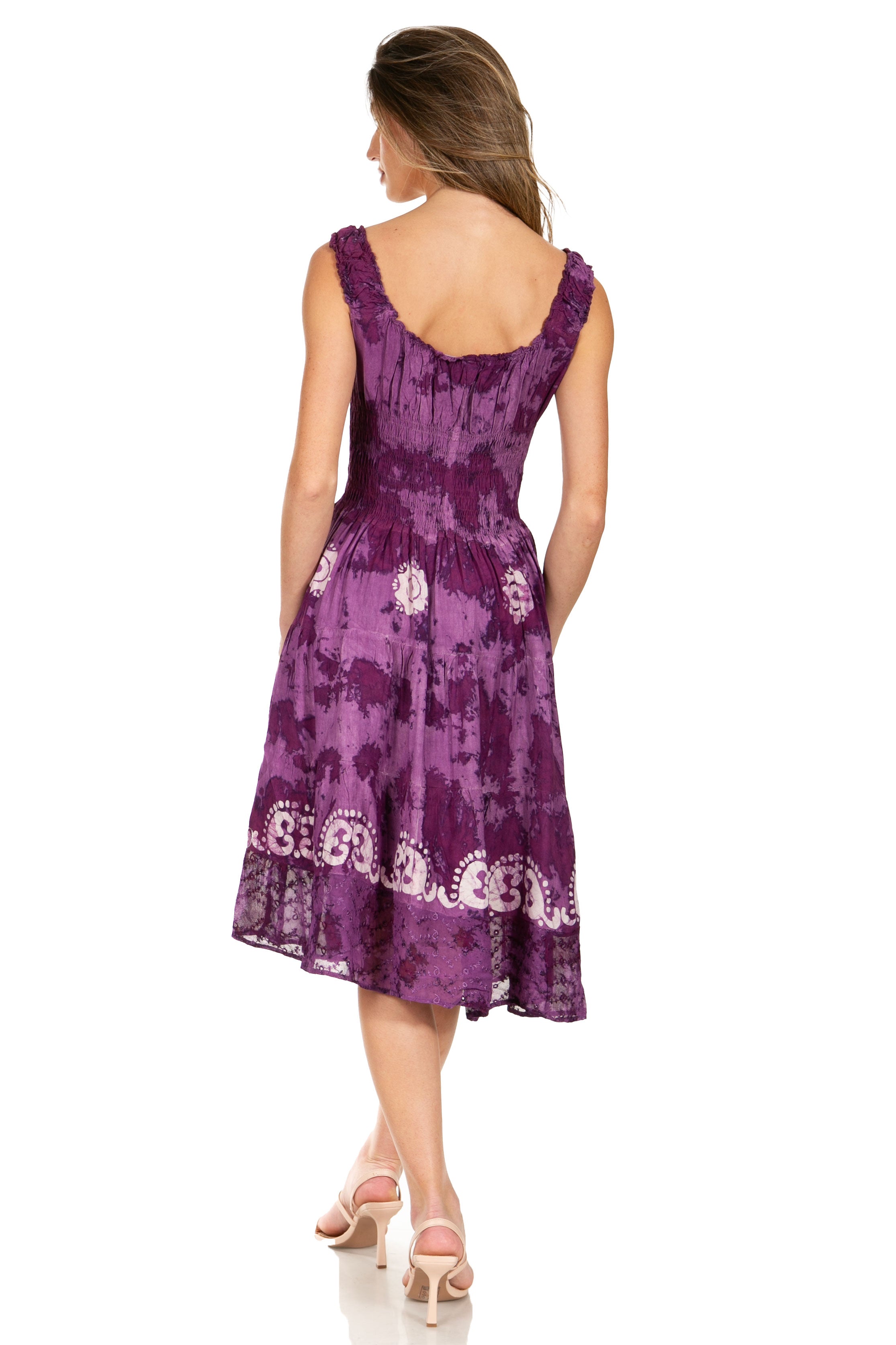 Sakkas - Alba Off The Shoulder Smock Ruffle Midi Dress