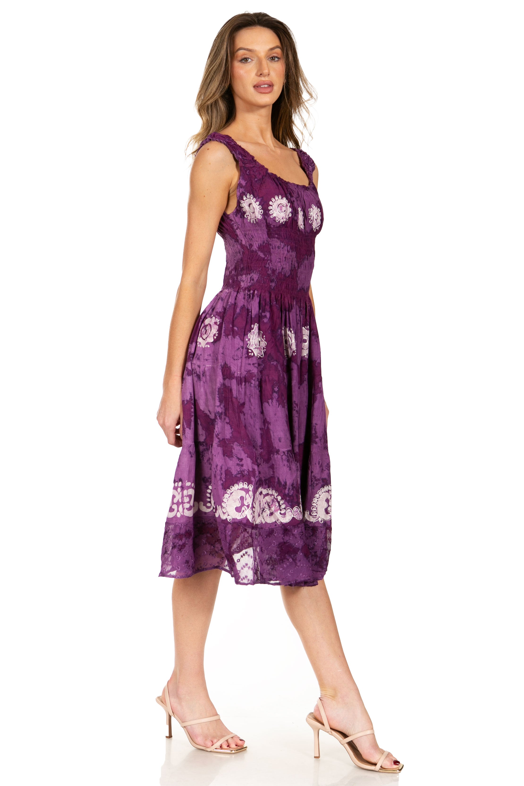 Sakkas - Alba Off The Shoulder Smock Ruffle Midi Dress