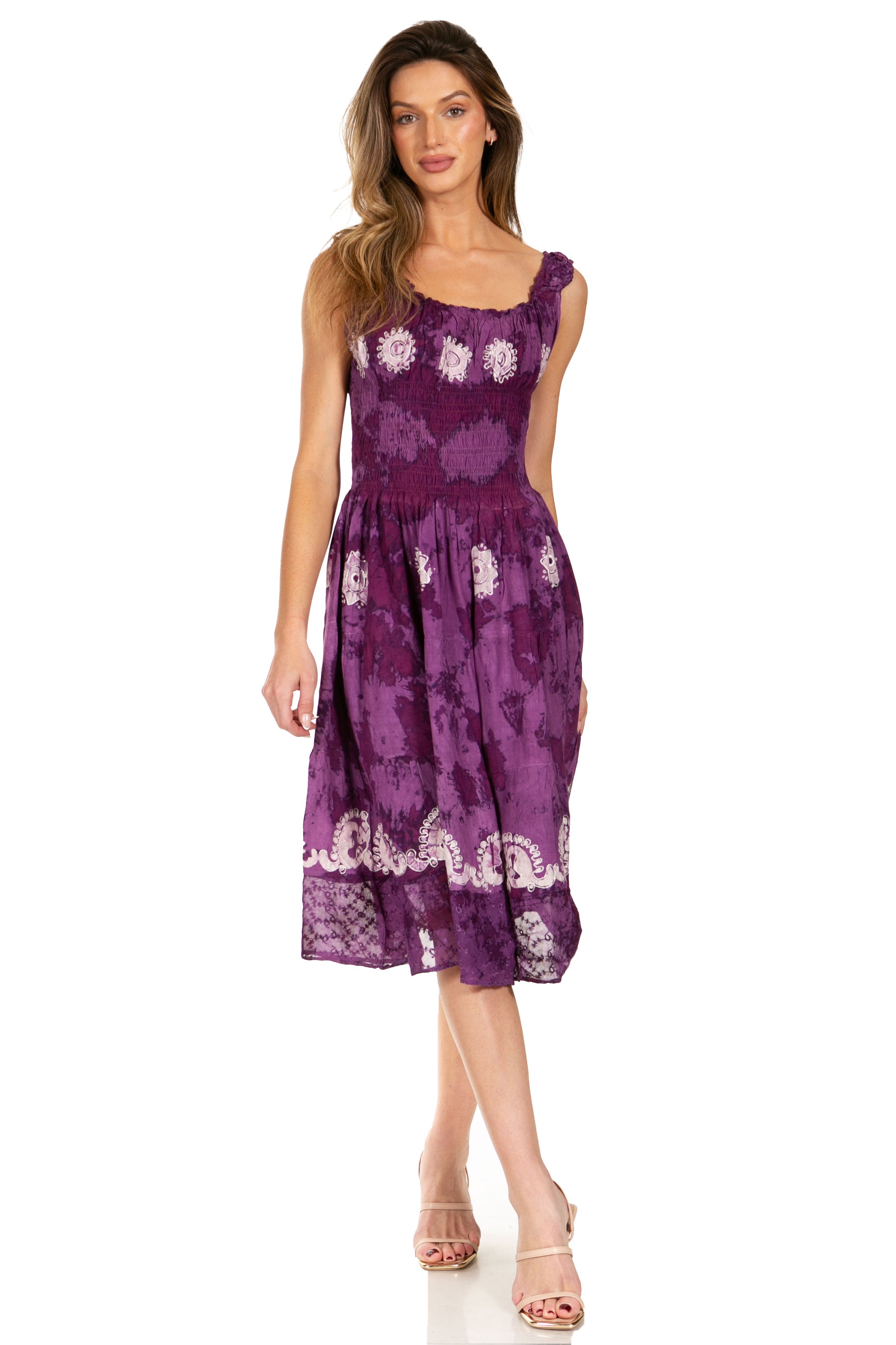 Sakkas - Alba Off The Shoulder Smock Ruffle Midi Dress