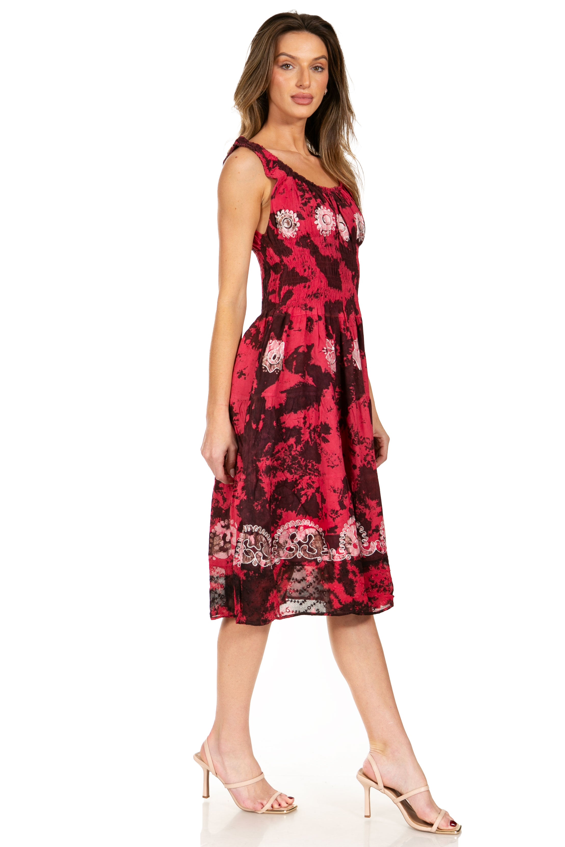 Sakkas - Alba Off The Shoulder Smock Ruffle Midi Dress