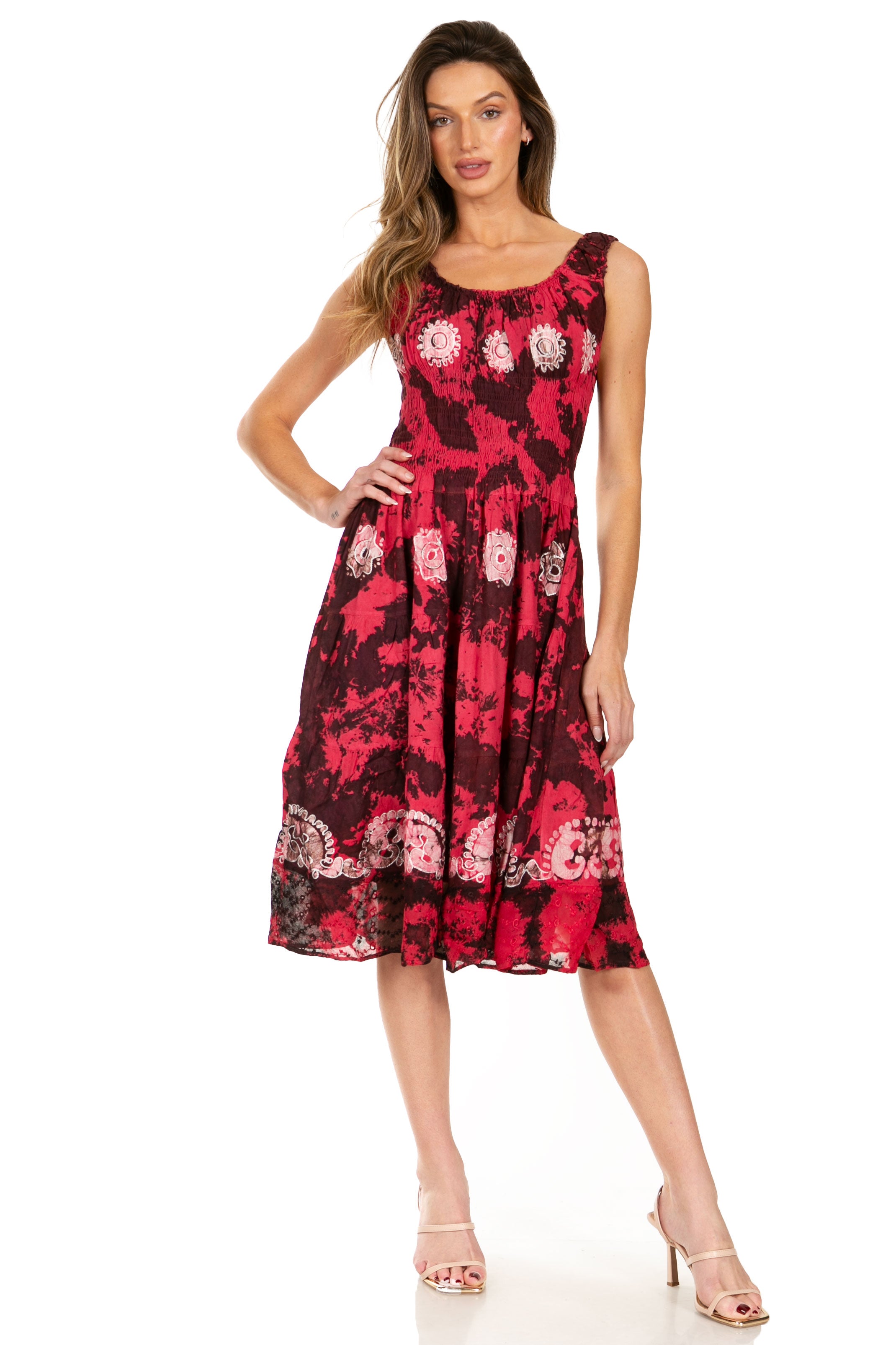 Sakkas - Alba Off The Shoulder Smock Ruffle Midi Dress