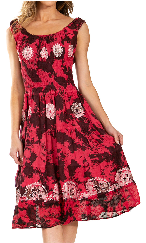 Sakkas - Alba Off The Shoulder Smock Ruffle Midi Dress