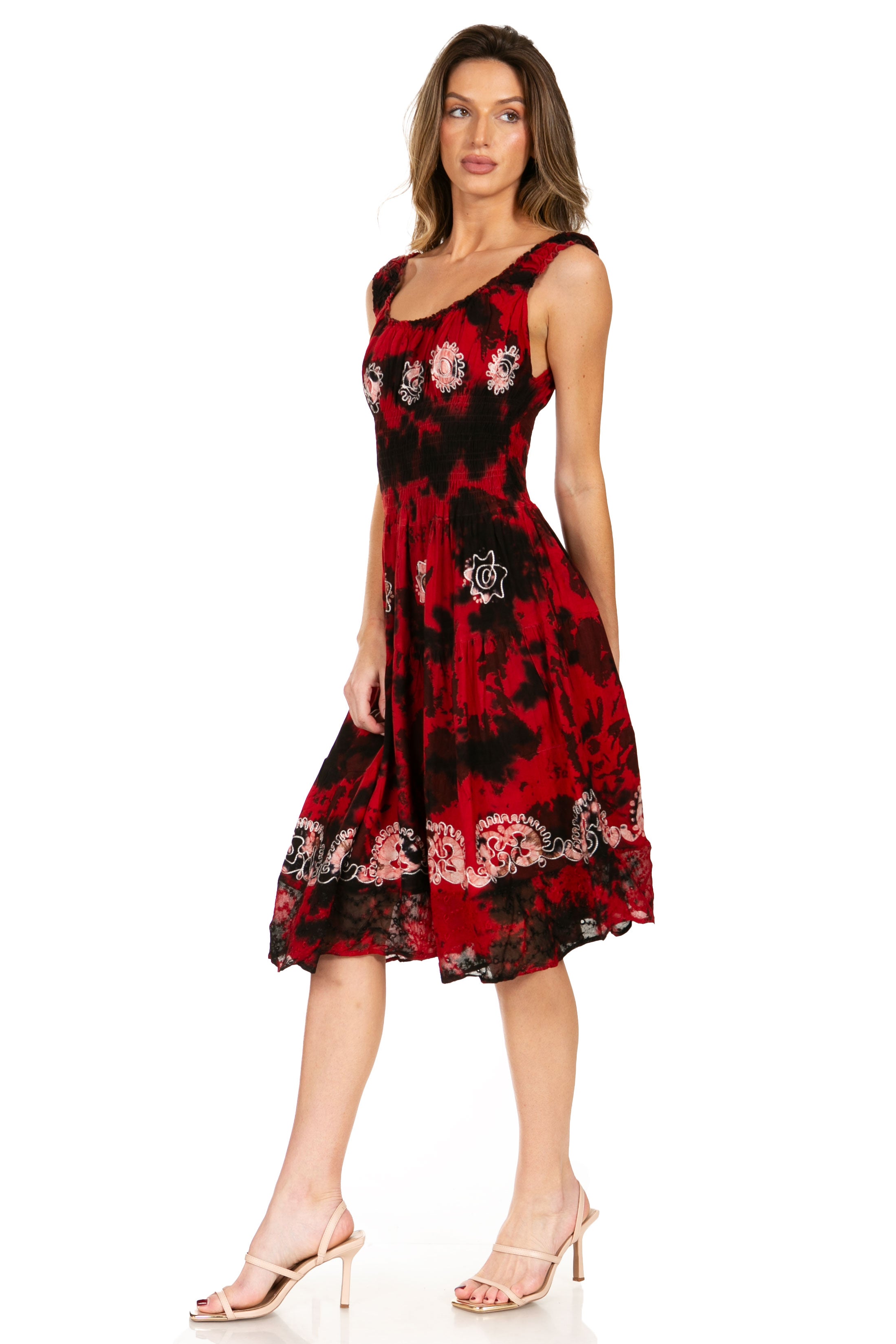 Sakkas - Alba Off The Shoulder Smock Ruffle Midi Dress
