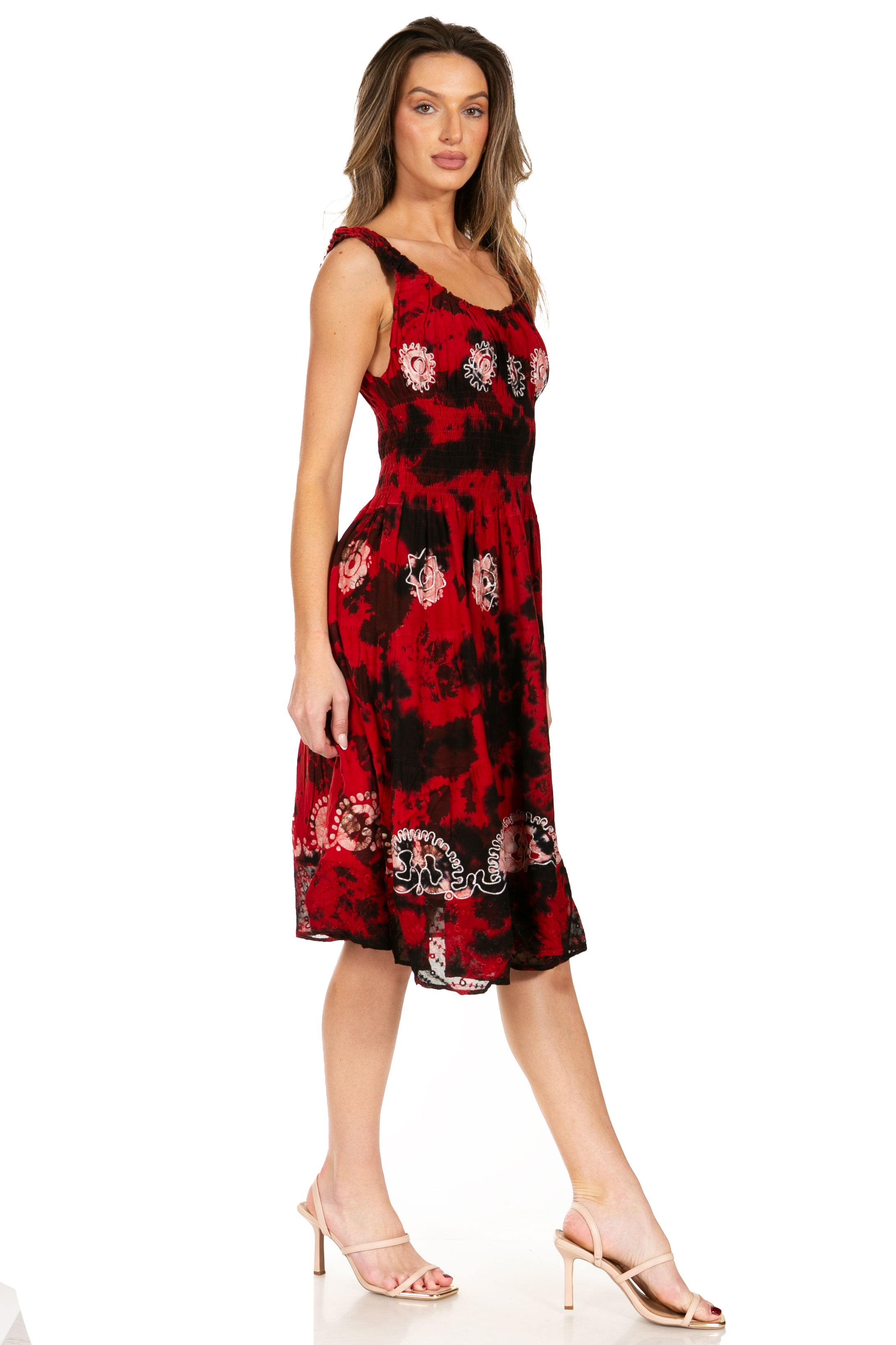 Sakkas - Alba Off The Shoulder Smock Ruffle Midi Dress