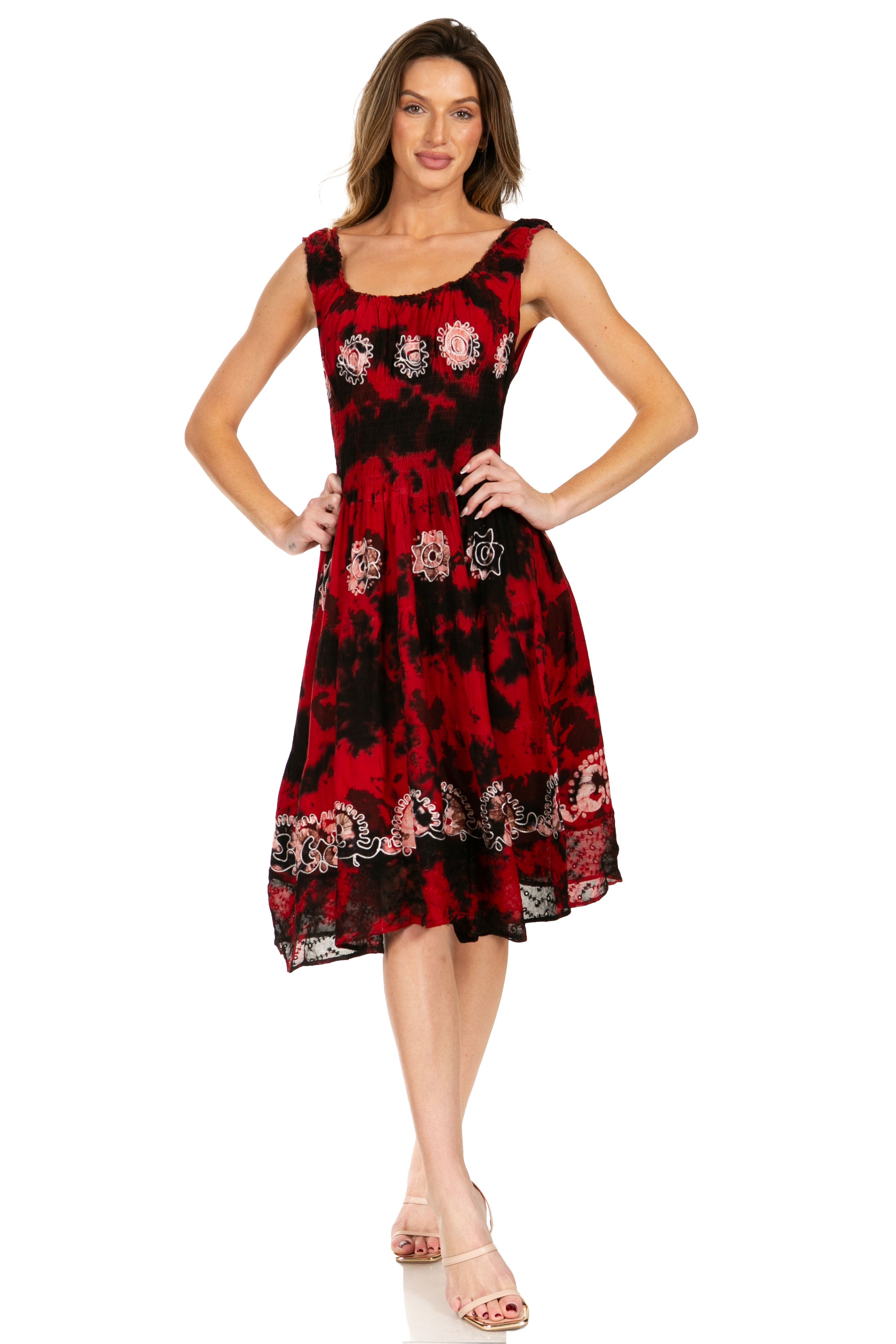 Sakkas - Alba Off The Shoulder Smock Ruffle Midi Dress