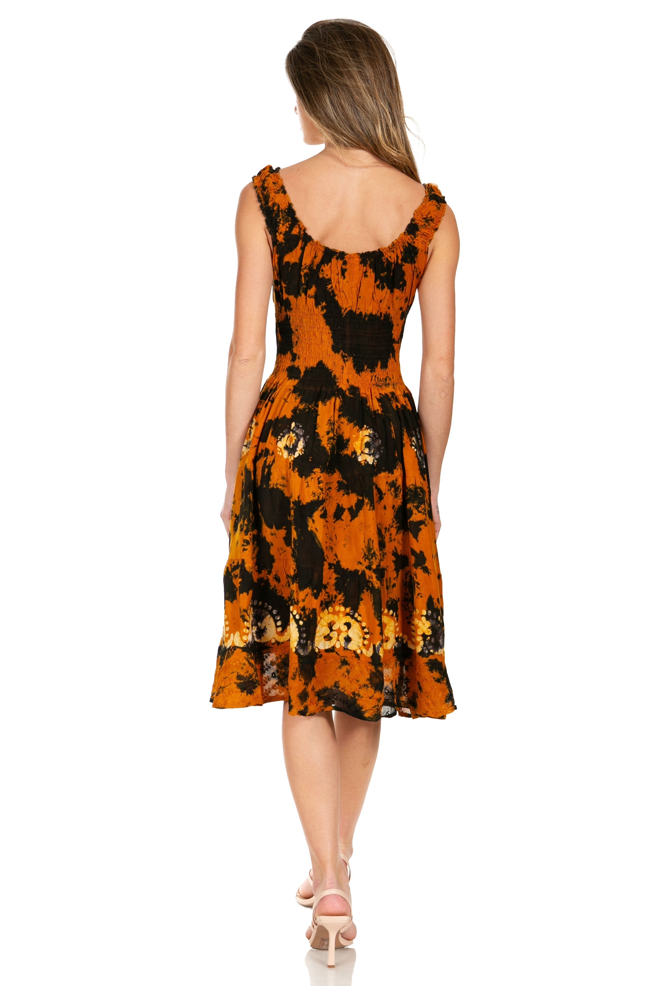 Sakkas - Alba Off The Shoulder Smock Ruffle Midi Dress