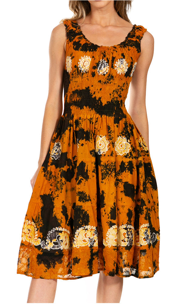 Sakkas - Alba Off The Shoulder Smock Ruffle Midi Dress