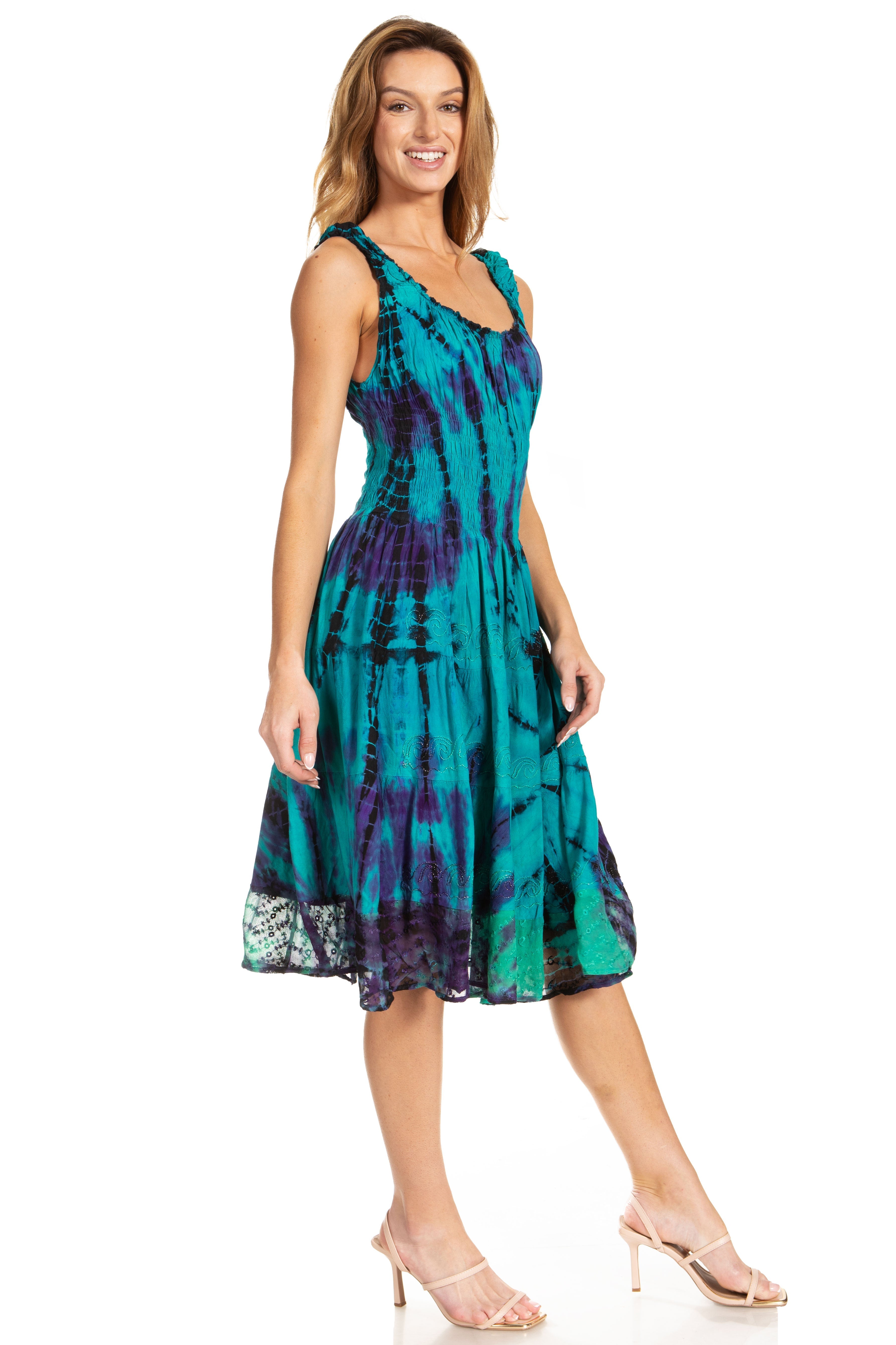 Sakkas - Alba Off The Shoulder Smock Ruffle Midi Dress