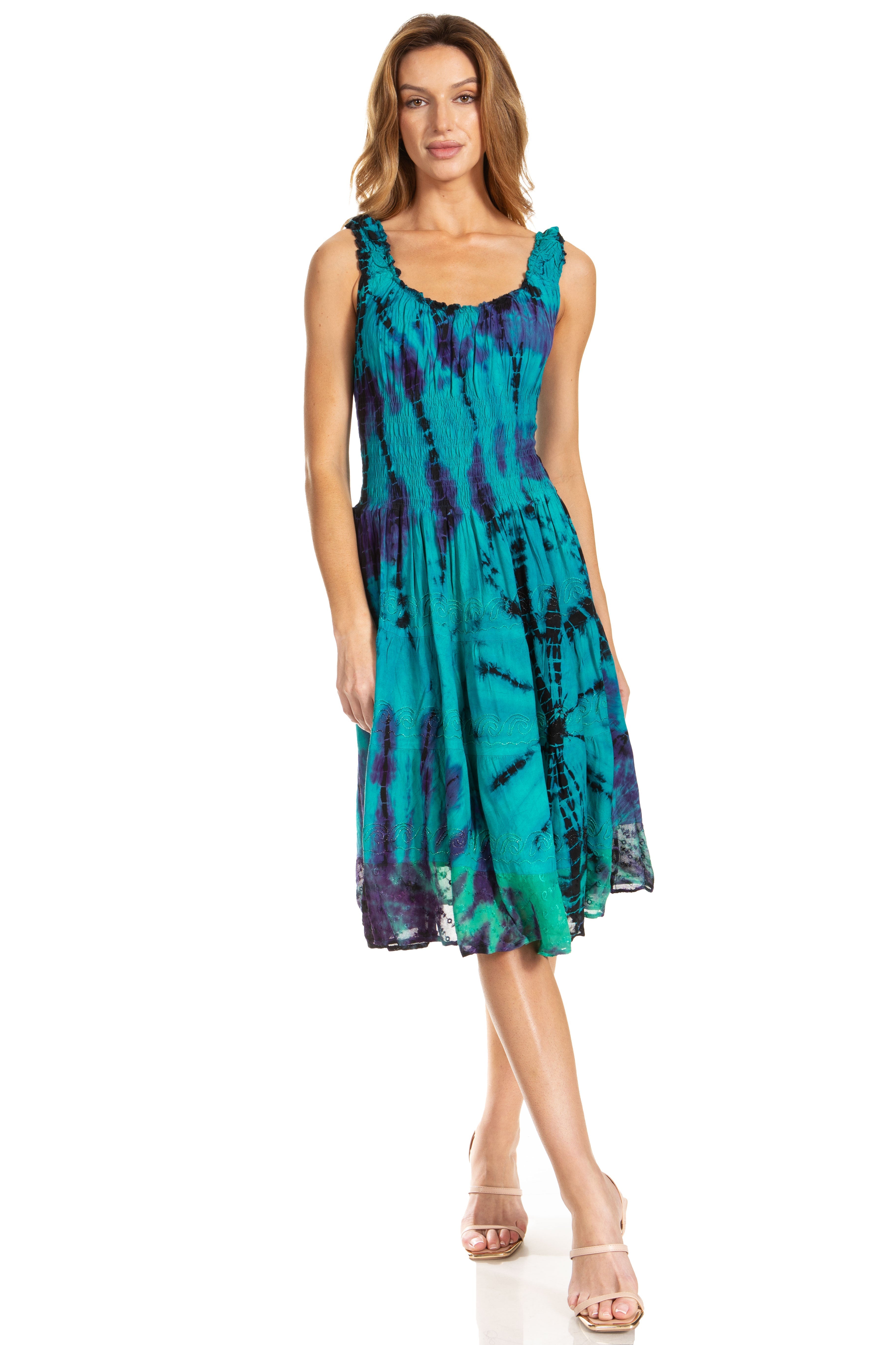 Sakkas - Alba Off The Shoulder Smock Ruffle Midi Dress