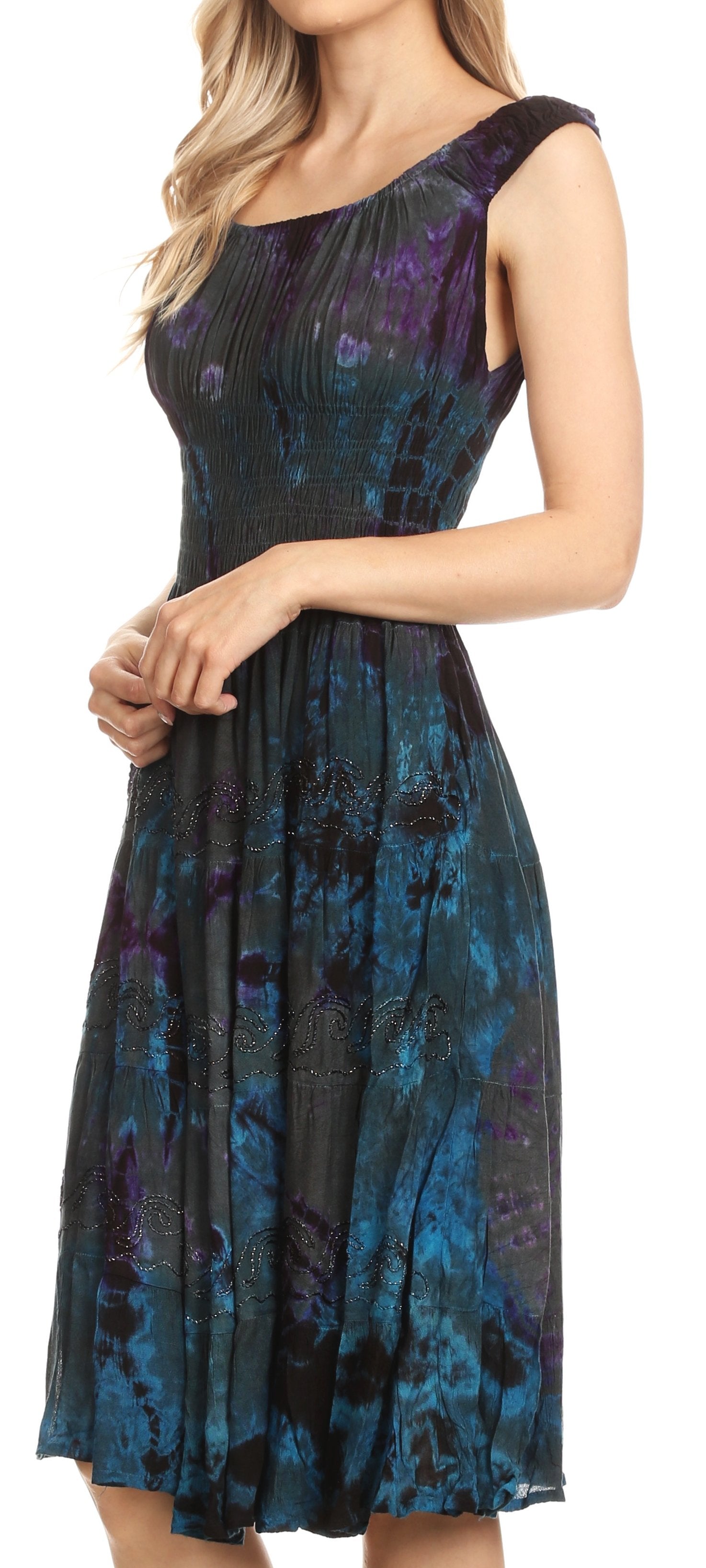Sakkas - Alba Off The Shoulder Smock Ruffle Midi Dress
