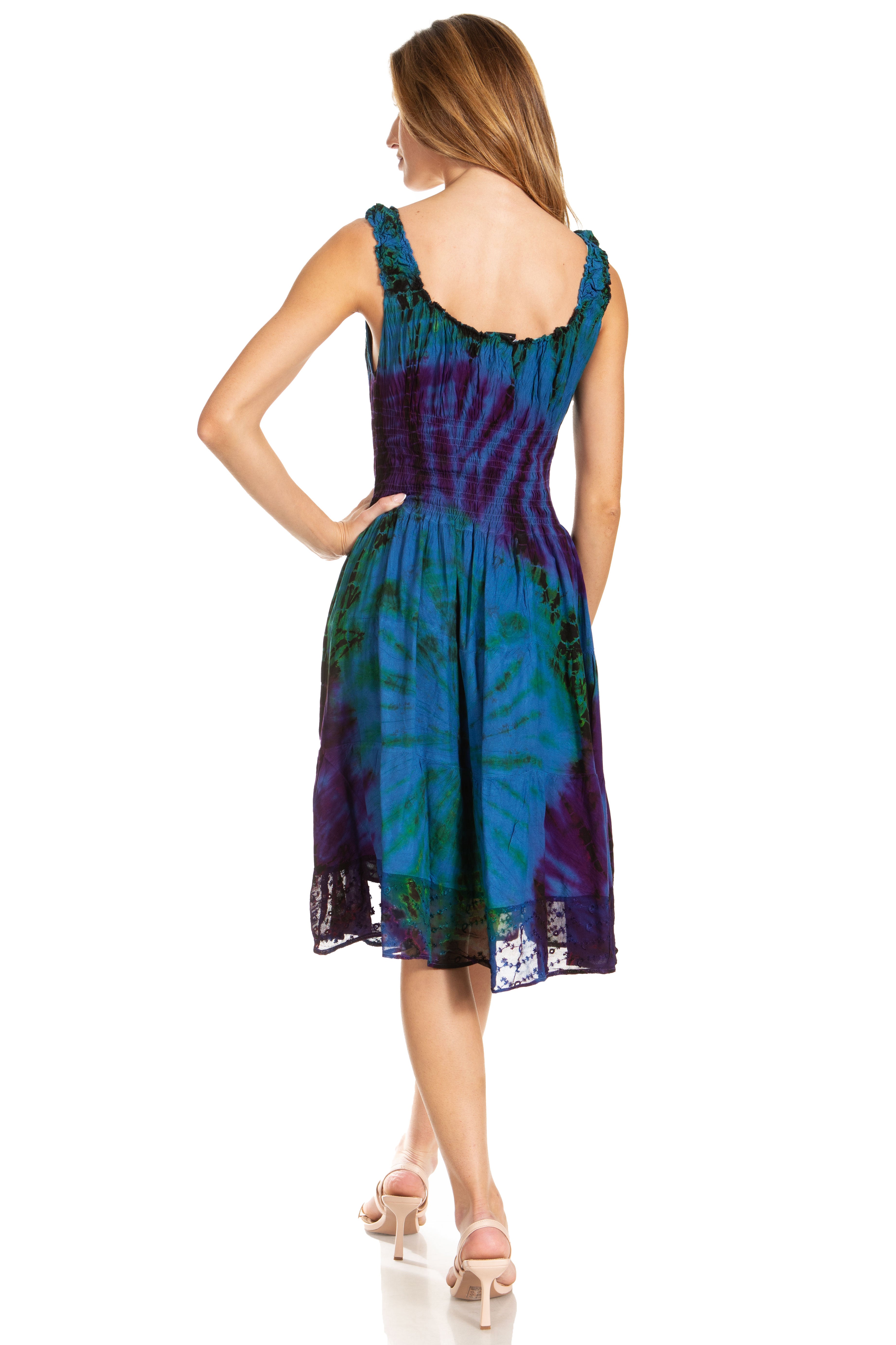Sakkas - Alba Off The Shoulder Smock Ruffle Midi Dress