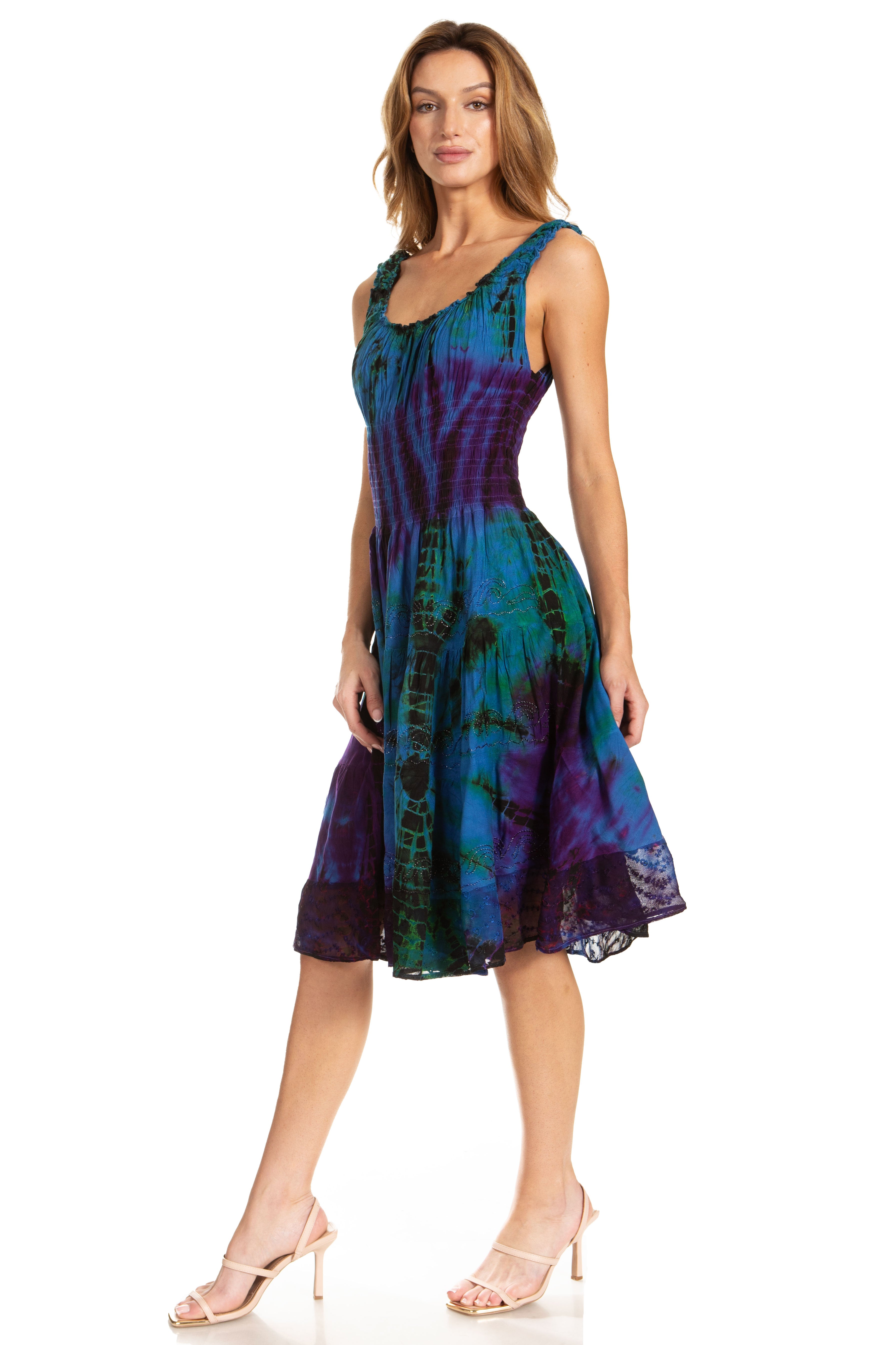 Sakkas - Alba Off The Shoulder Smock Ruffle Midi Dress