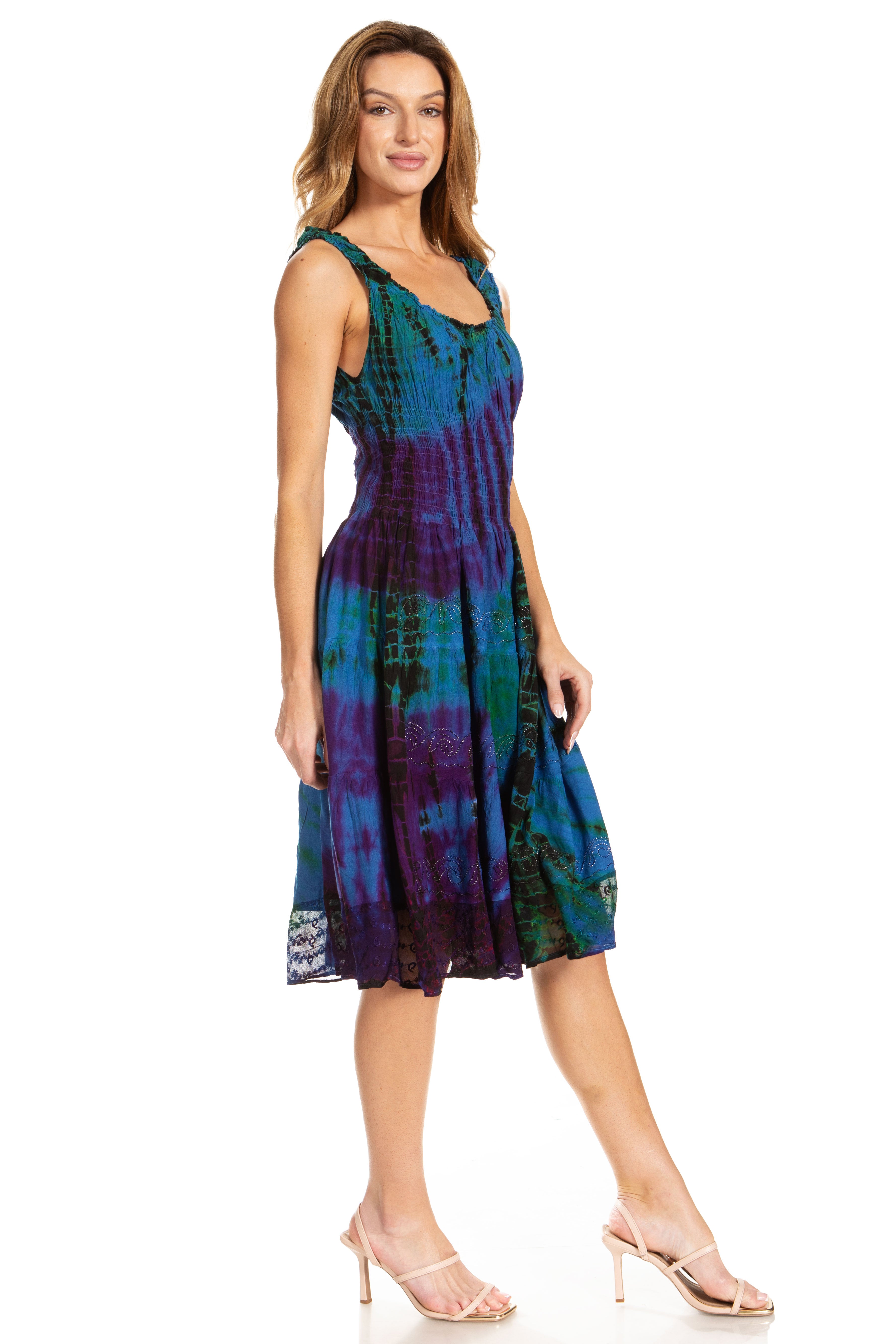 Sakkas - Alba Off The Shoulder Smock Ruffle Midi Dress
