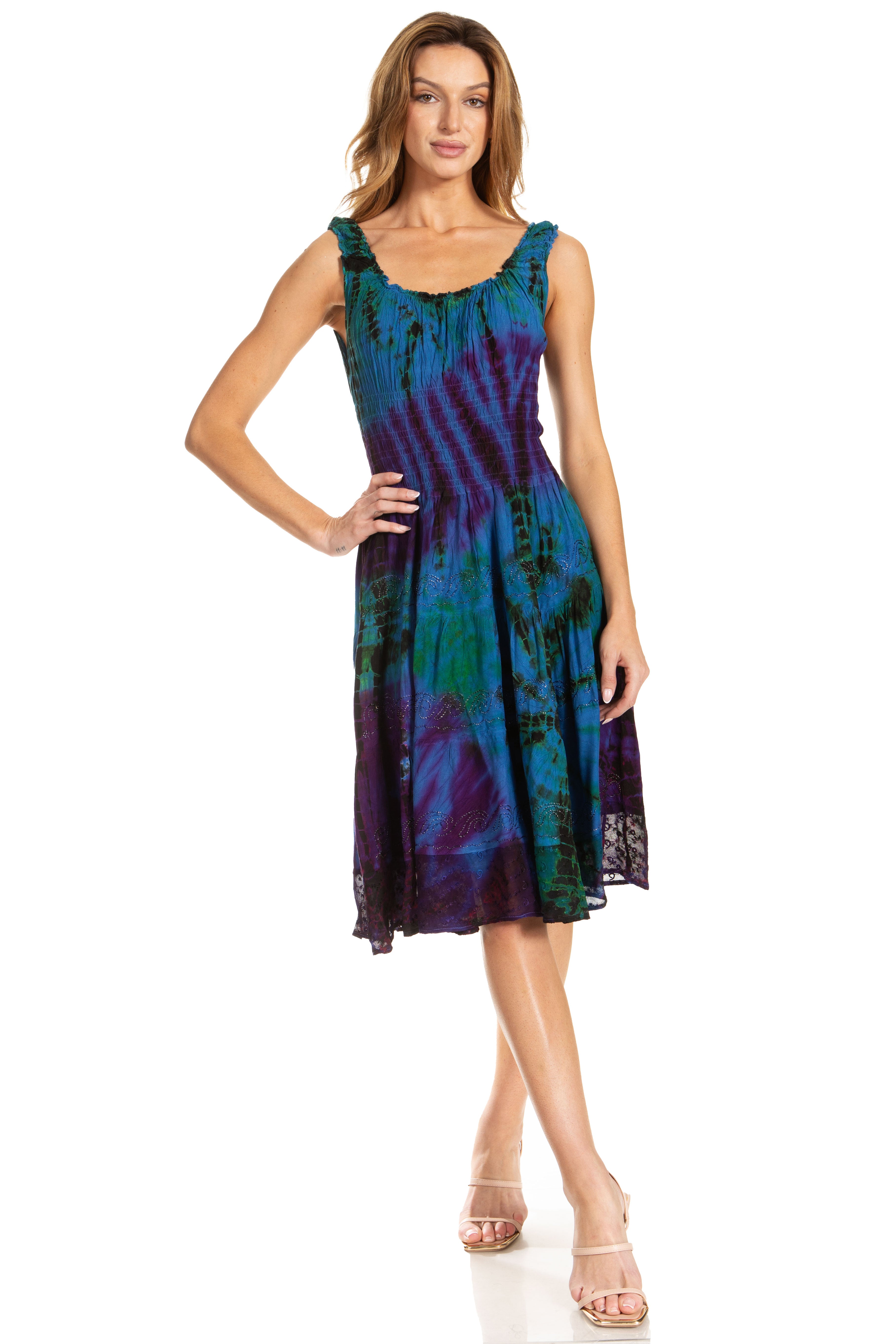 Sakkas - Alba Off The Shoulder Smock Ruffle Midi Dress