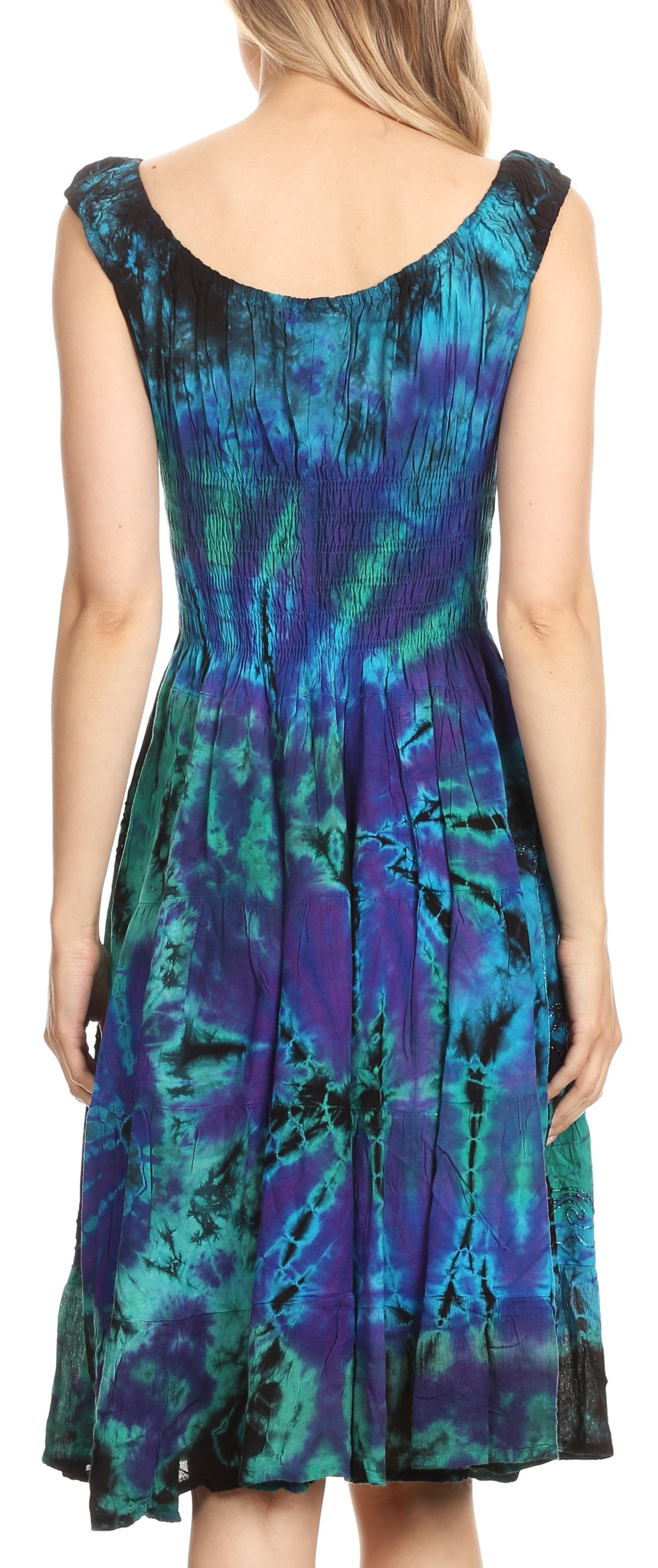 Sakkas - Alba Off The Shoulder Smock Ruffle Midi Dress