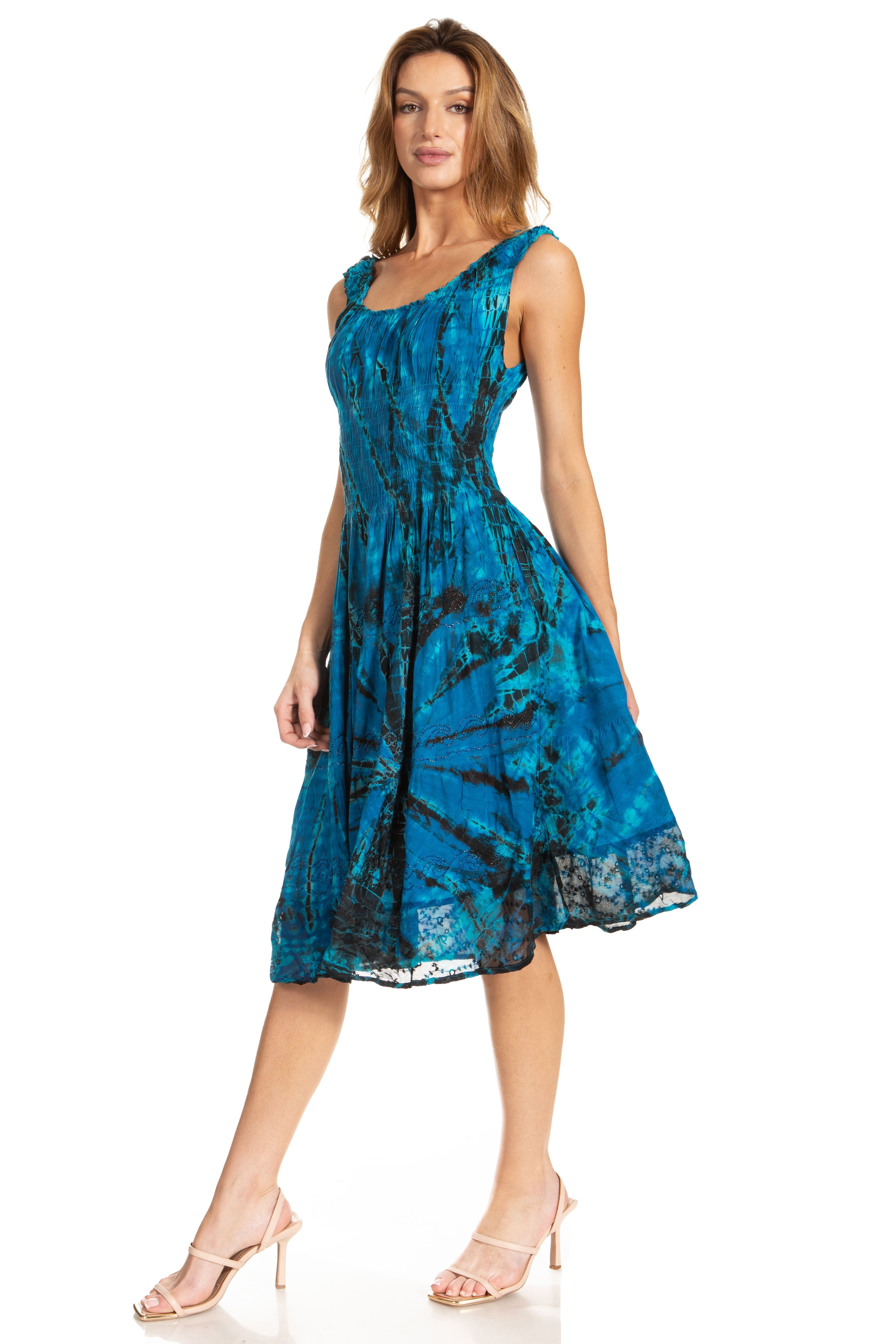 Sakkas - Alba Off The Shoulder Smock Ruffle Midi Dress