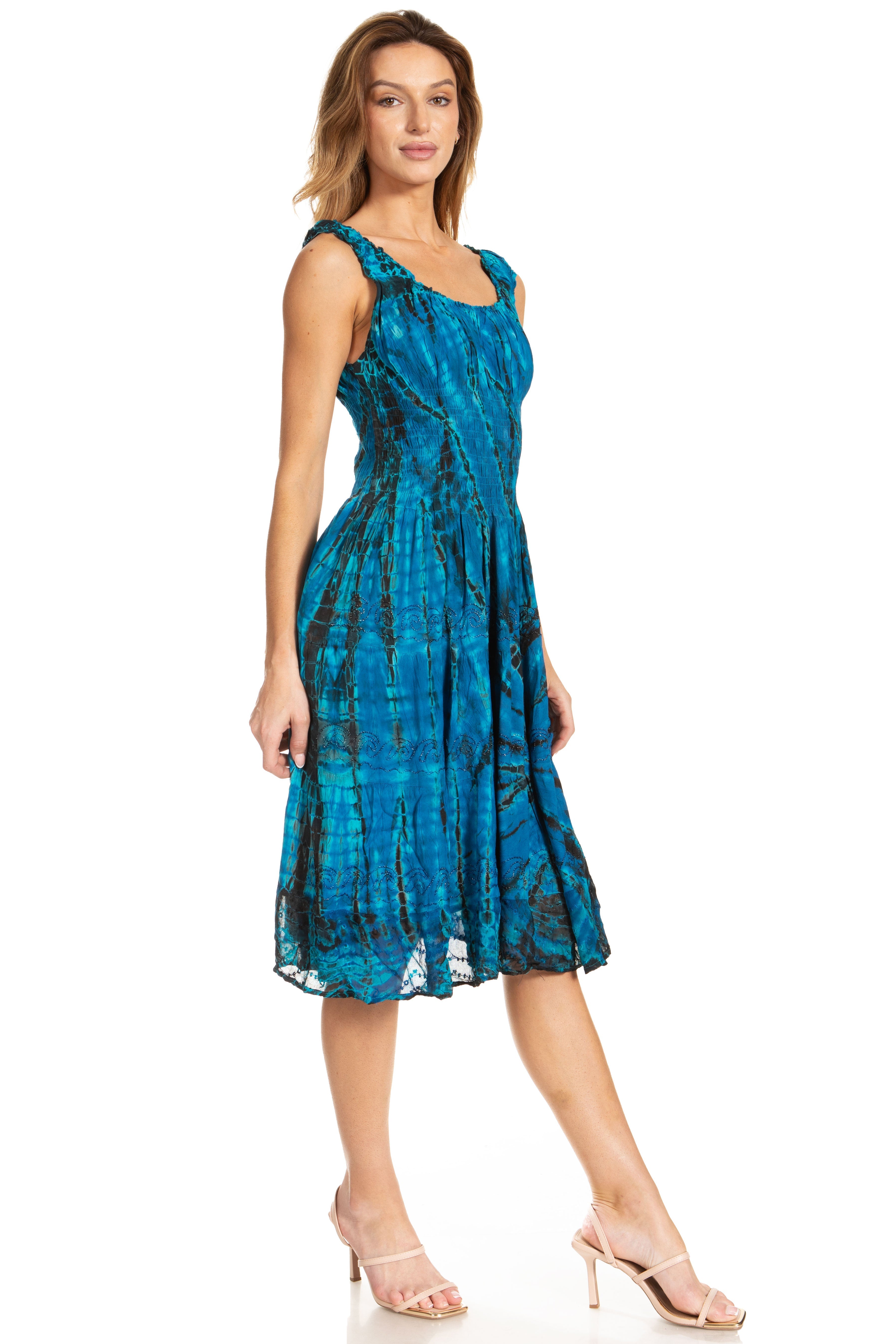 Sakkas - Alba Off The Shoulder Smock Ruffle Midi Dress