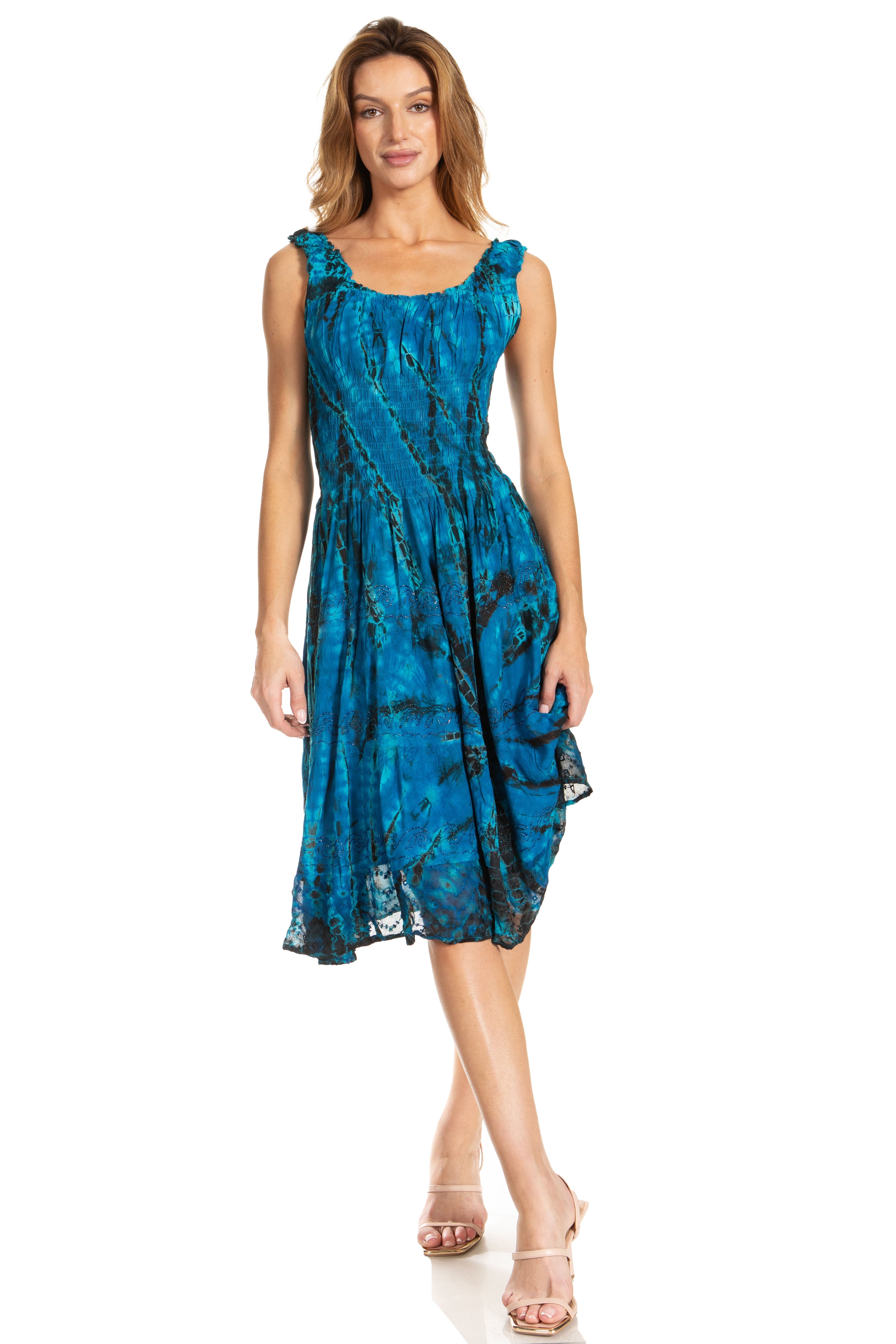 Sakkas - Alba Off The Shoulder Smock Ruffle Midi Dress