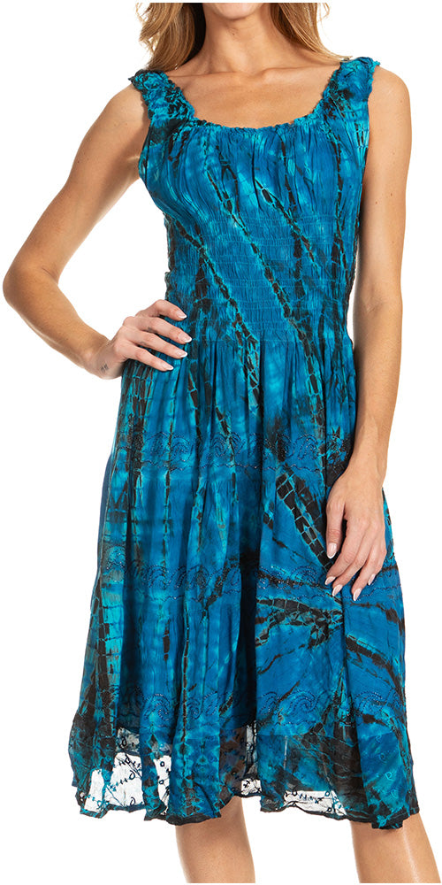 Sakkas - Alba Off The Shoulder Smock Ruffle Midi Dress