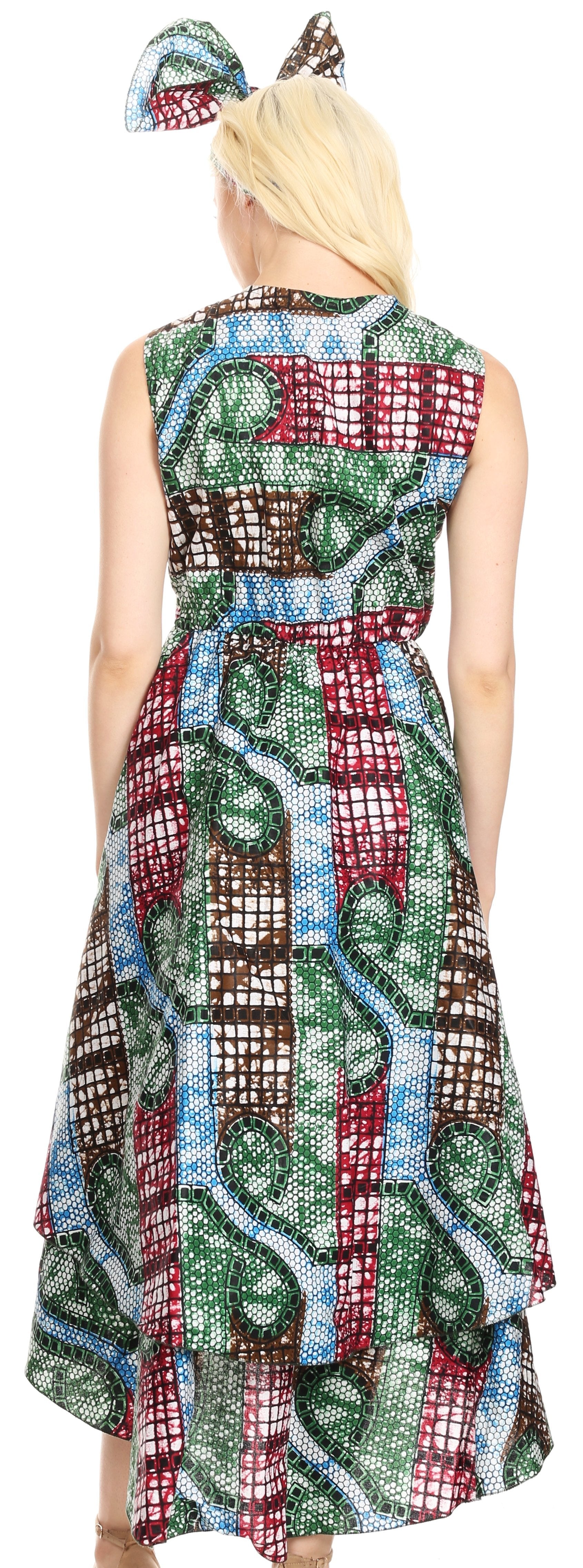 Sakkas - Emalia Sleeveless Cocktail High Low Hem Dress with Pockets Chambray