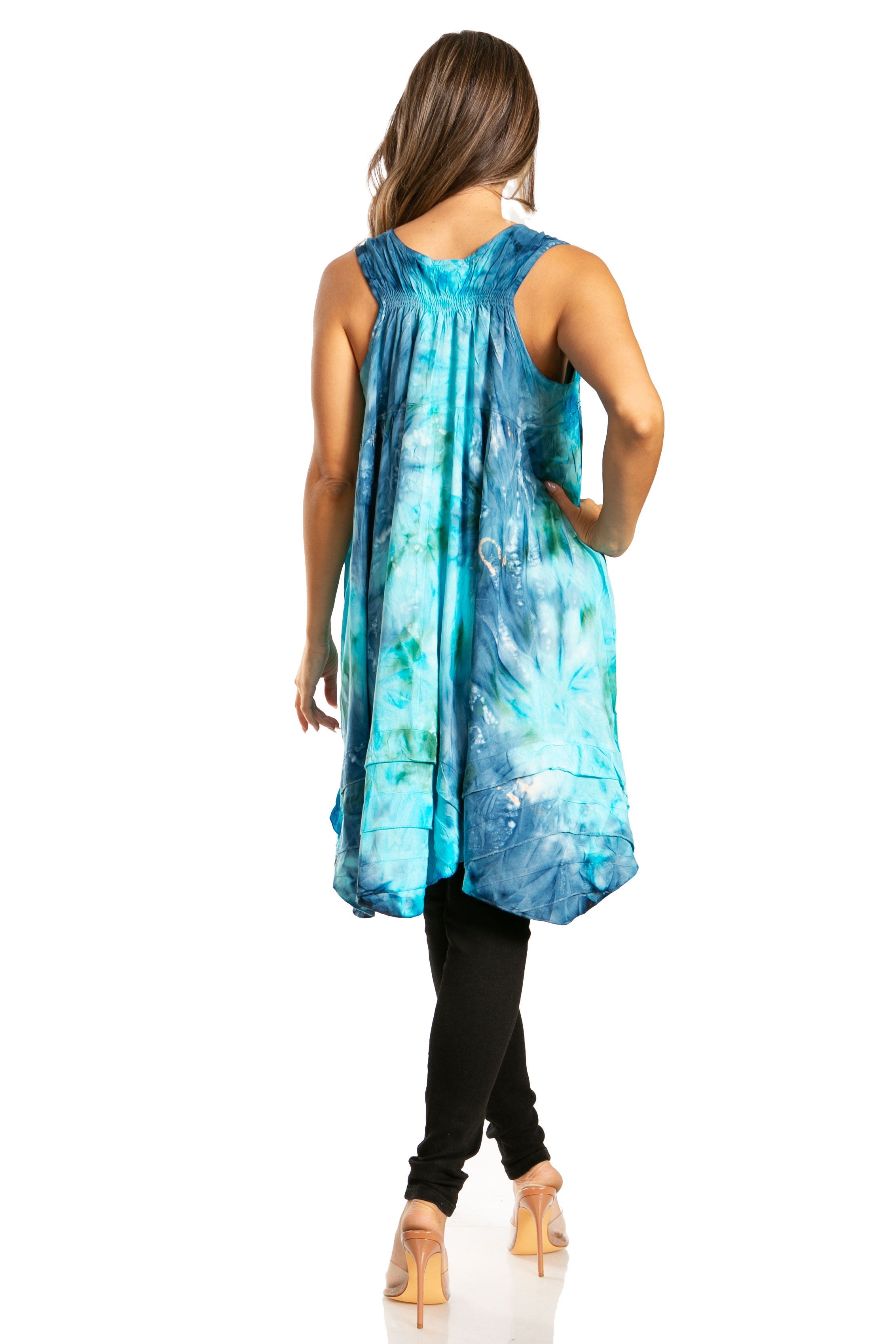 Sakkas - Artemi Short Tie-dye Sleeveless Loose Tank Dress