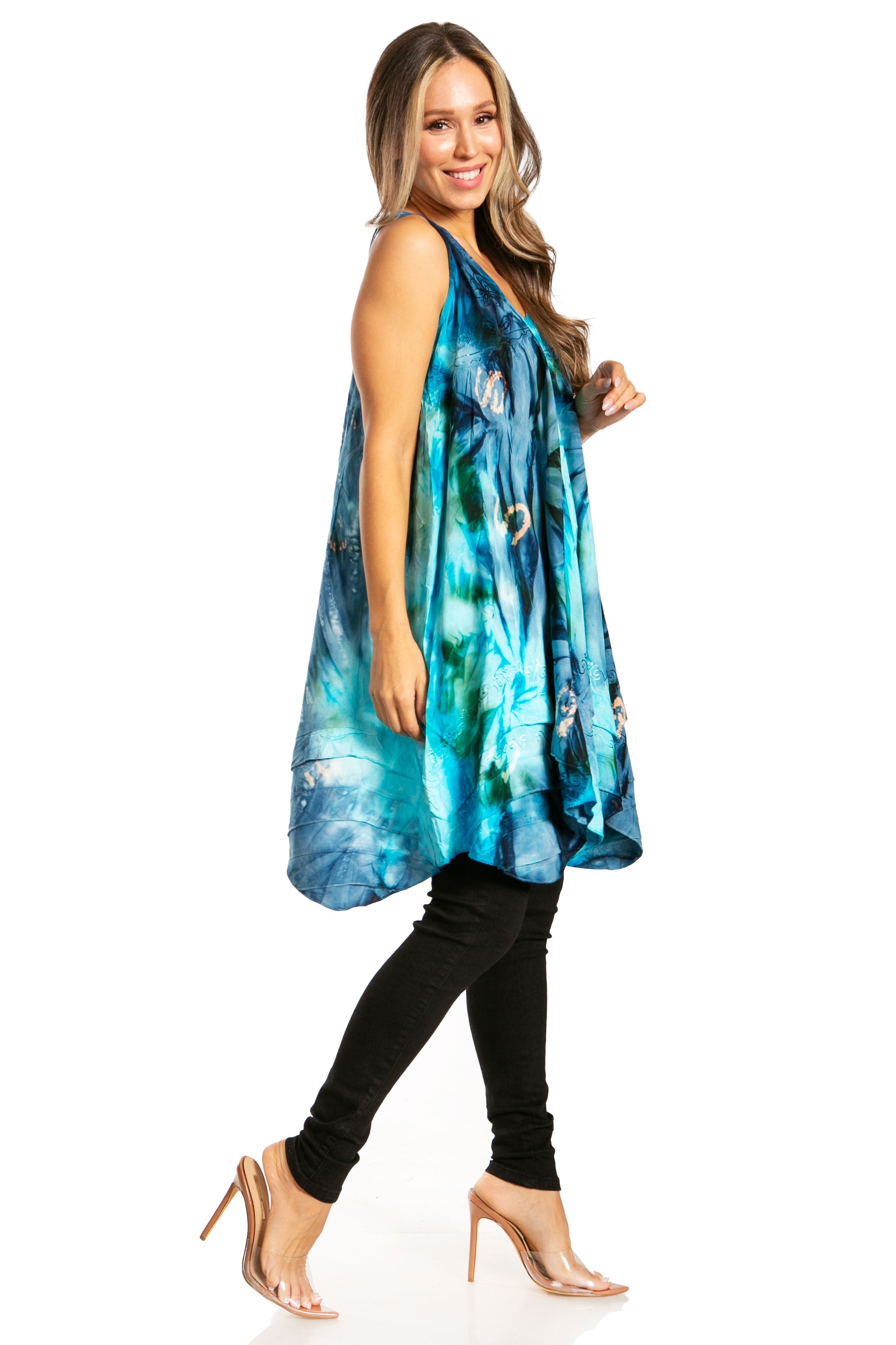 Sakkas - Artemi Short Tie-dye Sleeveless Loose Tank Dress