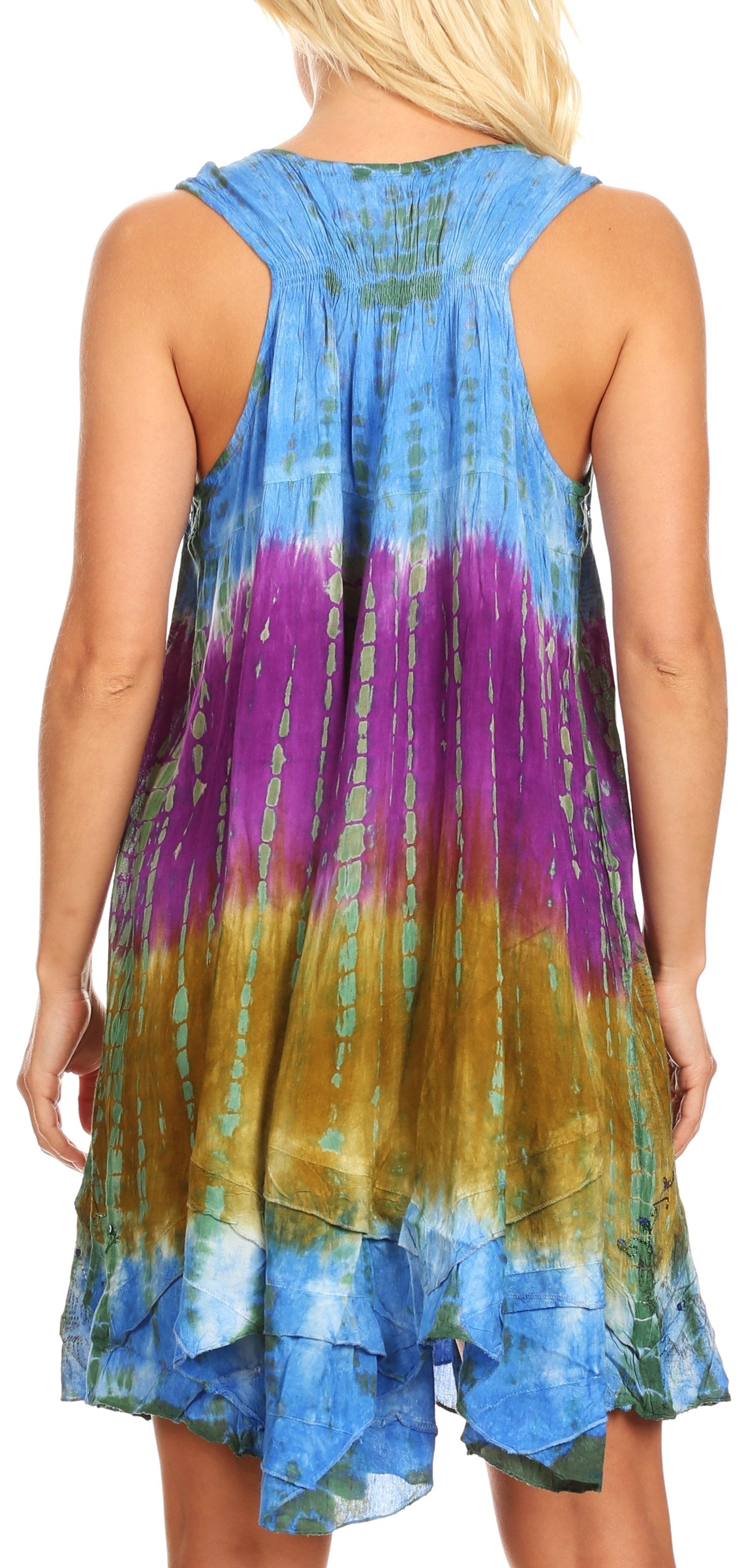 Sakkas - Artemi Short Tie-dye Sleeveless Loose Tank Dress