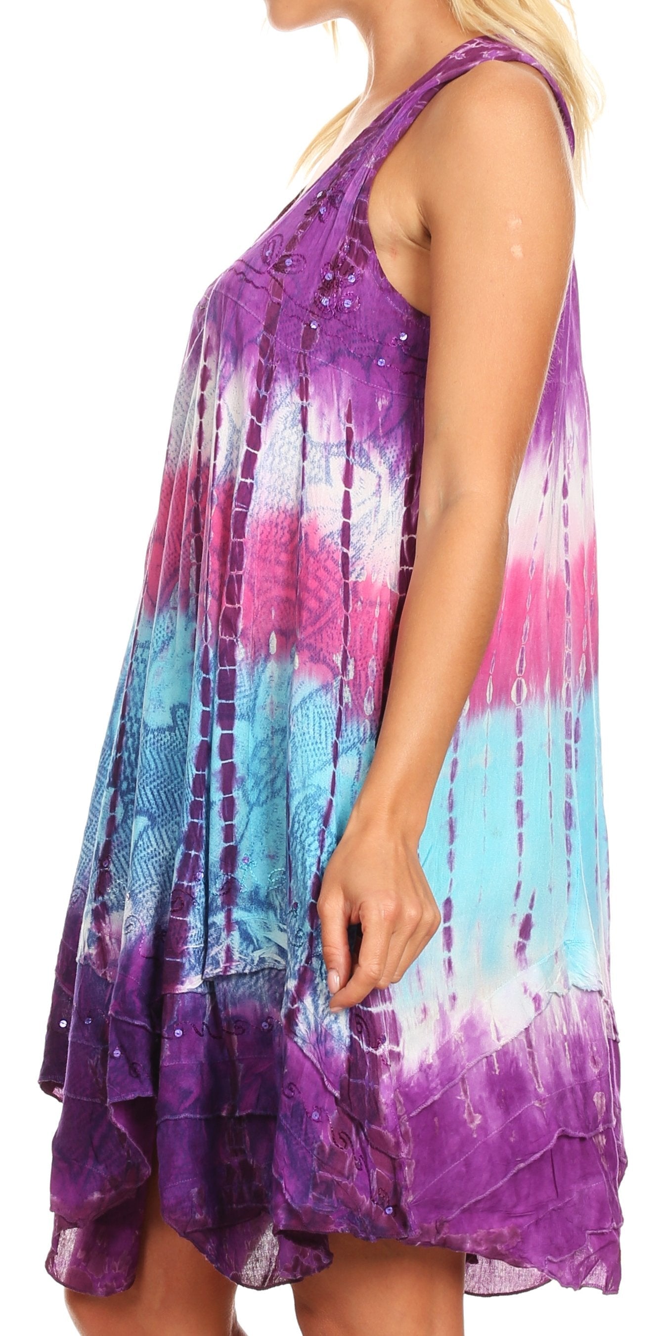 Sakkas - Artemi Short Tie-dye Sleeveless Loose Tank Dress