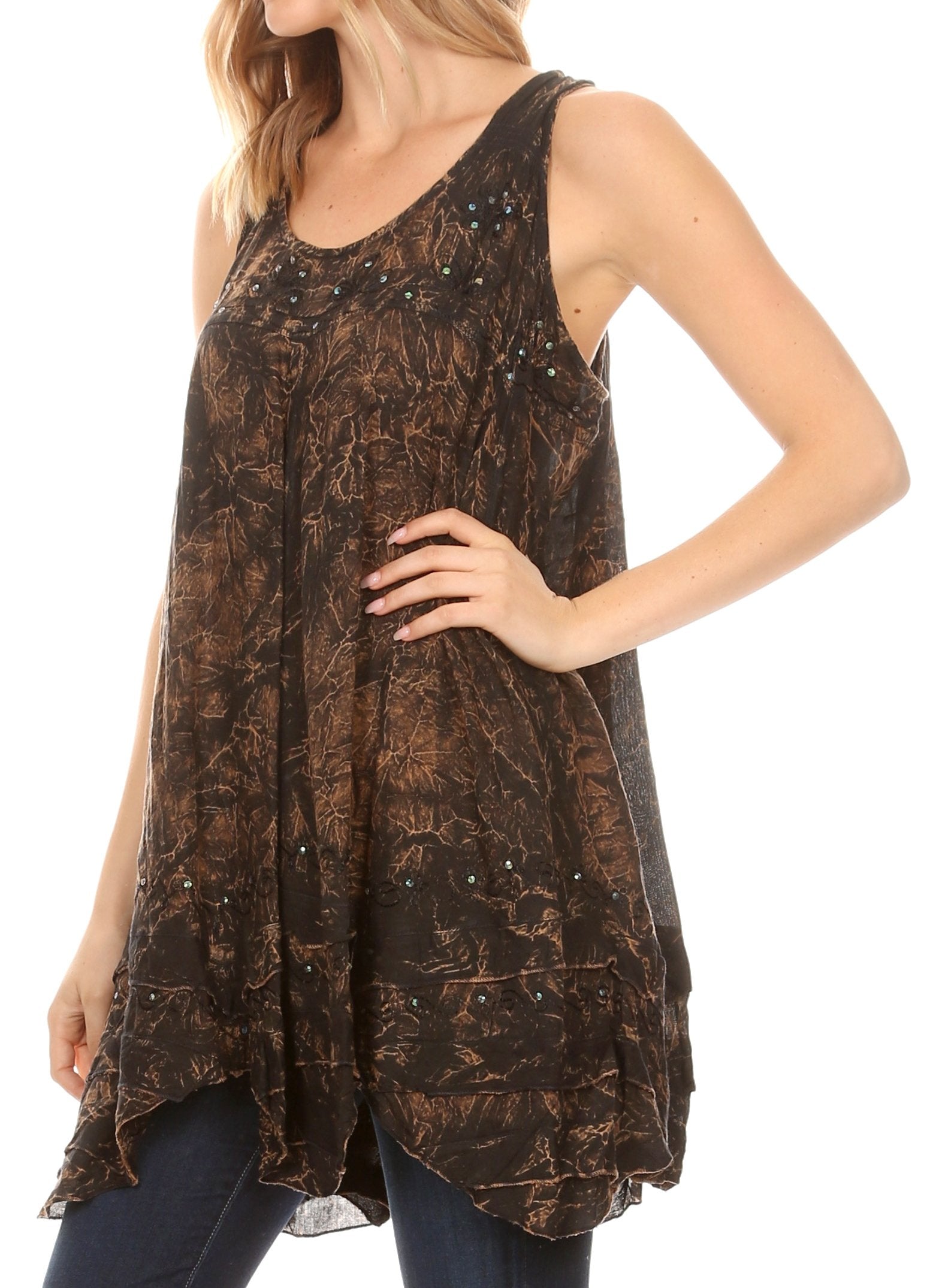 Sakkas - Artemi Short Tie-dye Sleeveless Loose Tank Dress