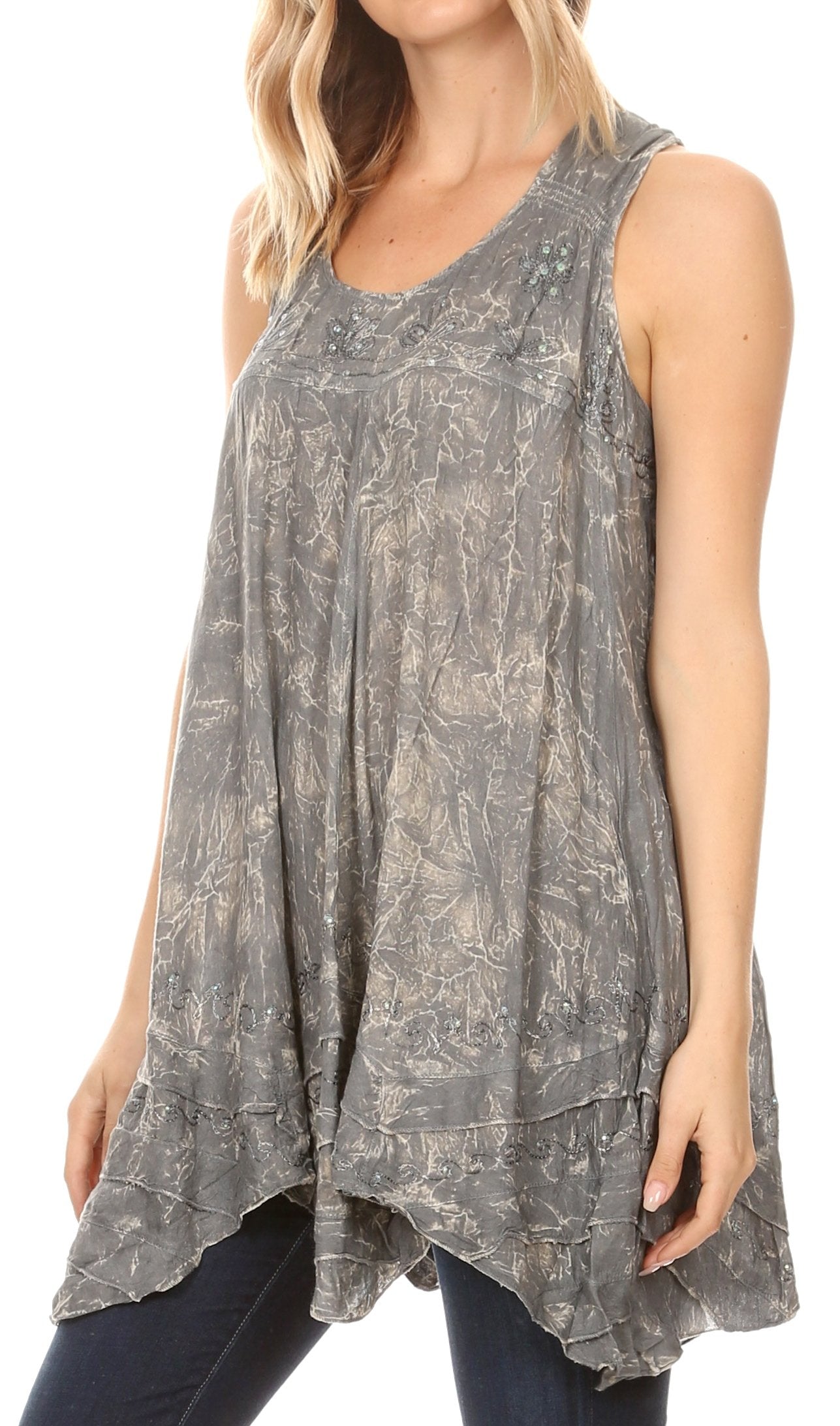 Sakkas - Artemi Short Tie-dye Sleeveless Loose Tank Dress