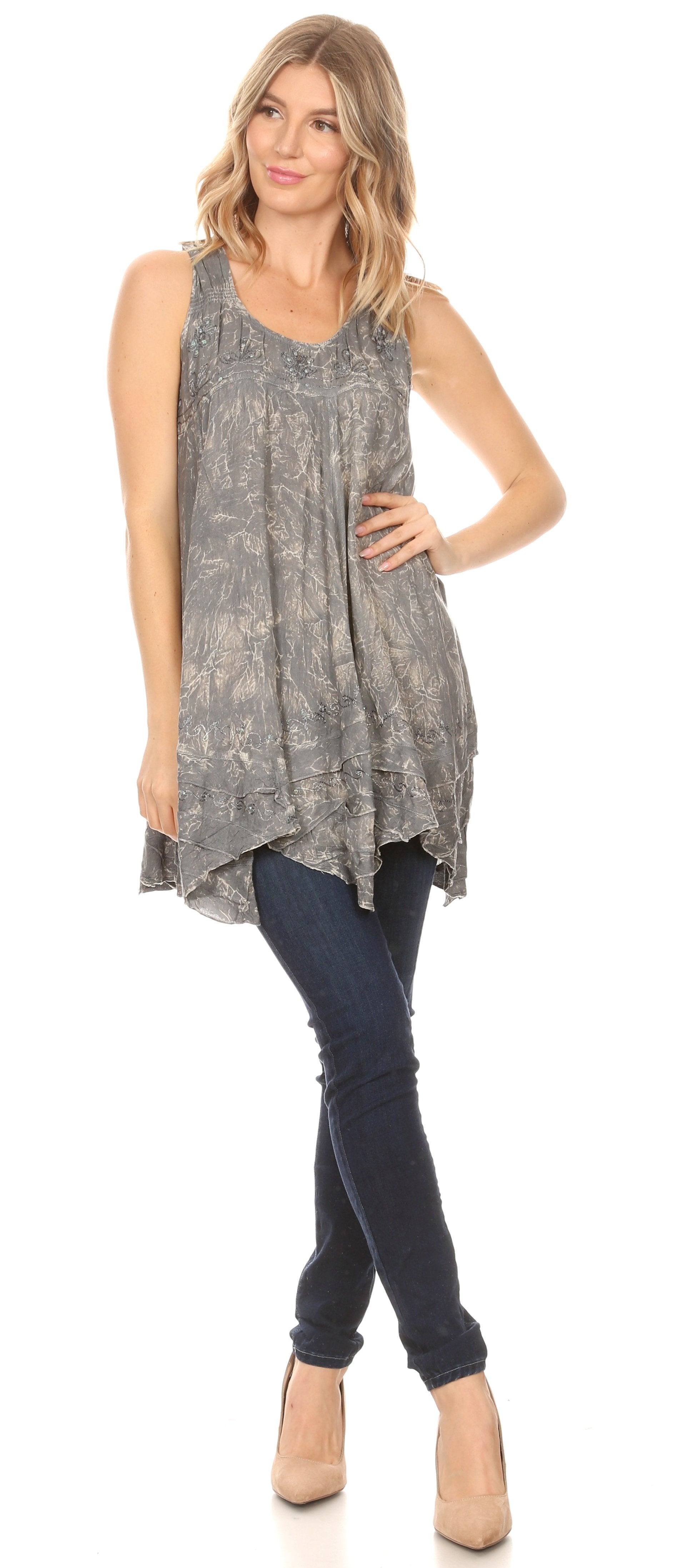 Sakkas - Artemi Short Tie-dye Sleeveless Loose Tank Dress