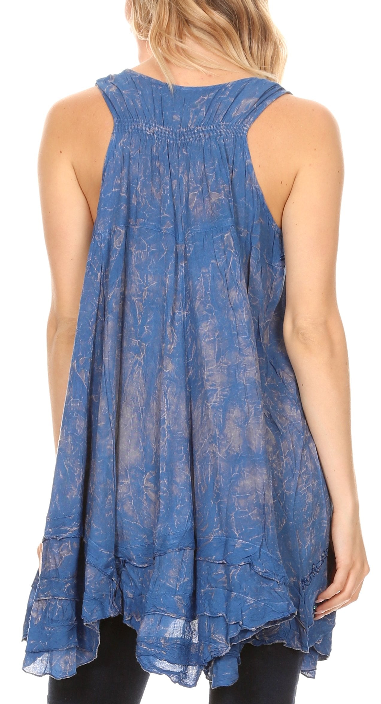 Sakkas - Artemi Short Tie-dye Sleeveless Loose Tank Dress