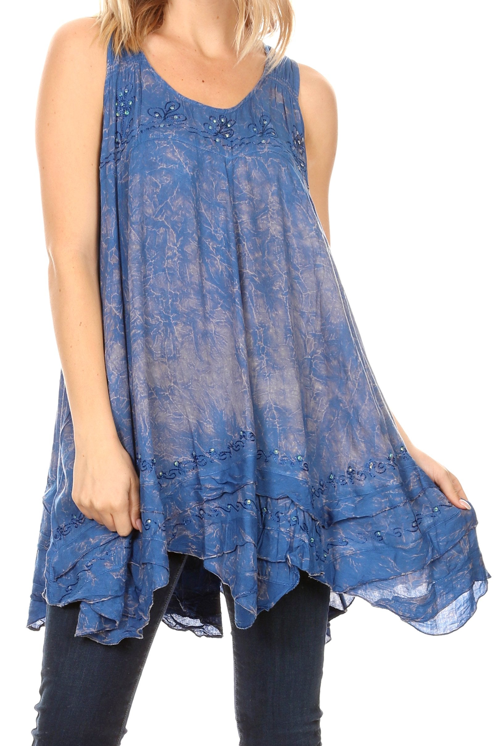 Sakkas - Artemi Short Tie-dye Sleeveless Loose Tank Dress