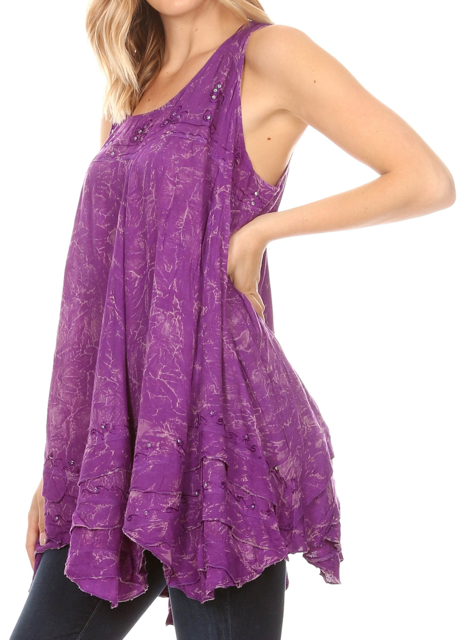 Sakkas - Artemi Short Tie-dye Sleeveless Loose Tank Dress