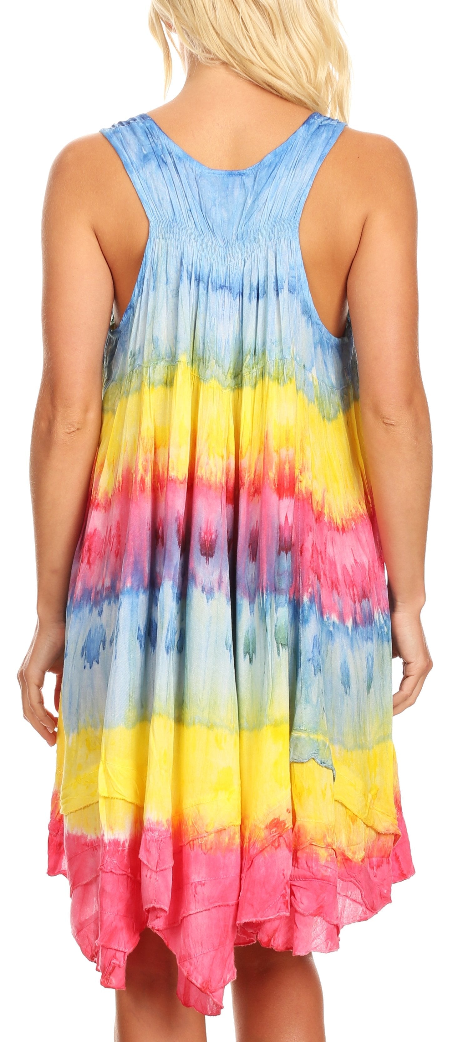 Sakkas - Artemi Short Tie-dye Sleeveless Loose Tank Dress